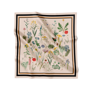 Flora Danica Denmark Beige Flower Field silketørklæde Medium Dobbeltsided scarf Noir Flower Field