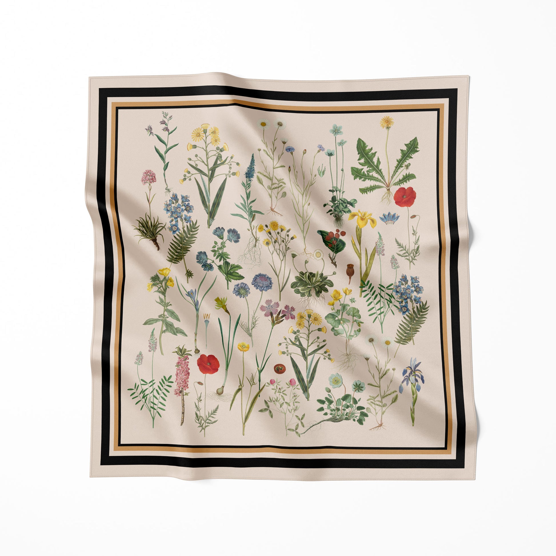 Flora Danica Denmark Beige Flower Field silketørklæde Medium Dobbeltsided scarf