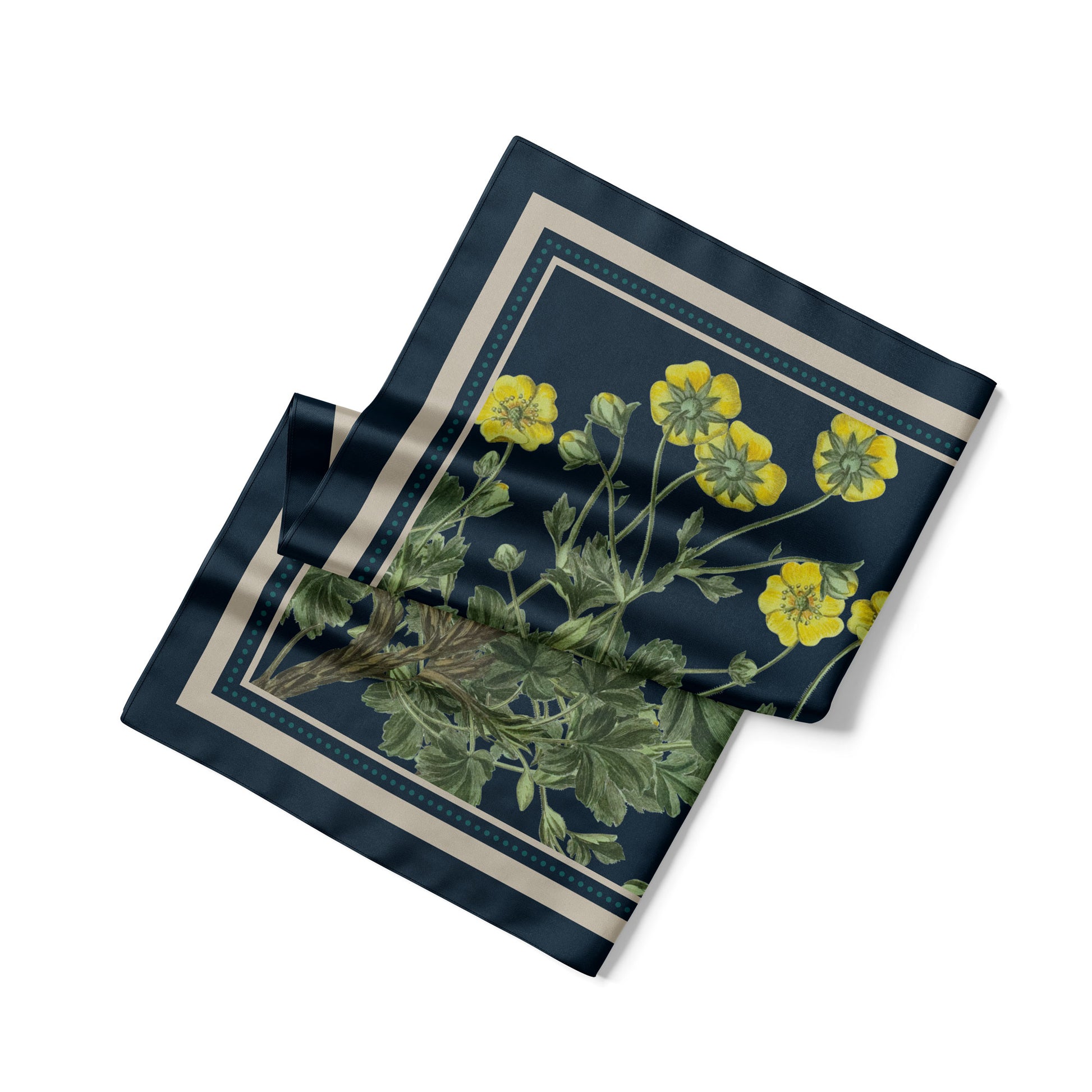Flora Danica Denmark Blue Potentilla silketørklæde Small scarf Dark Blue