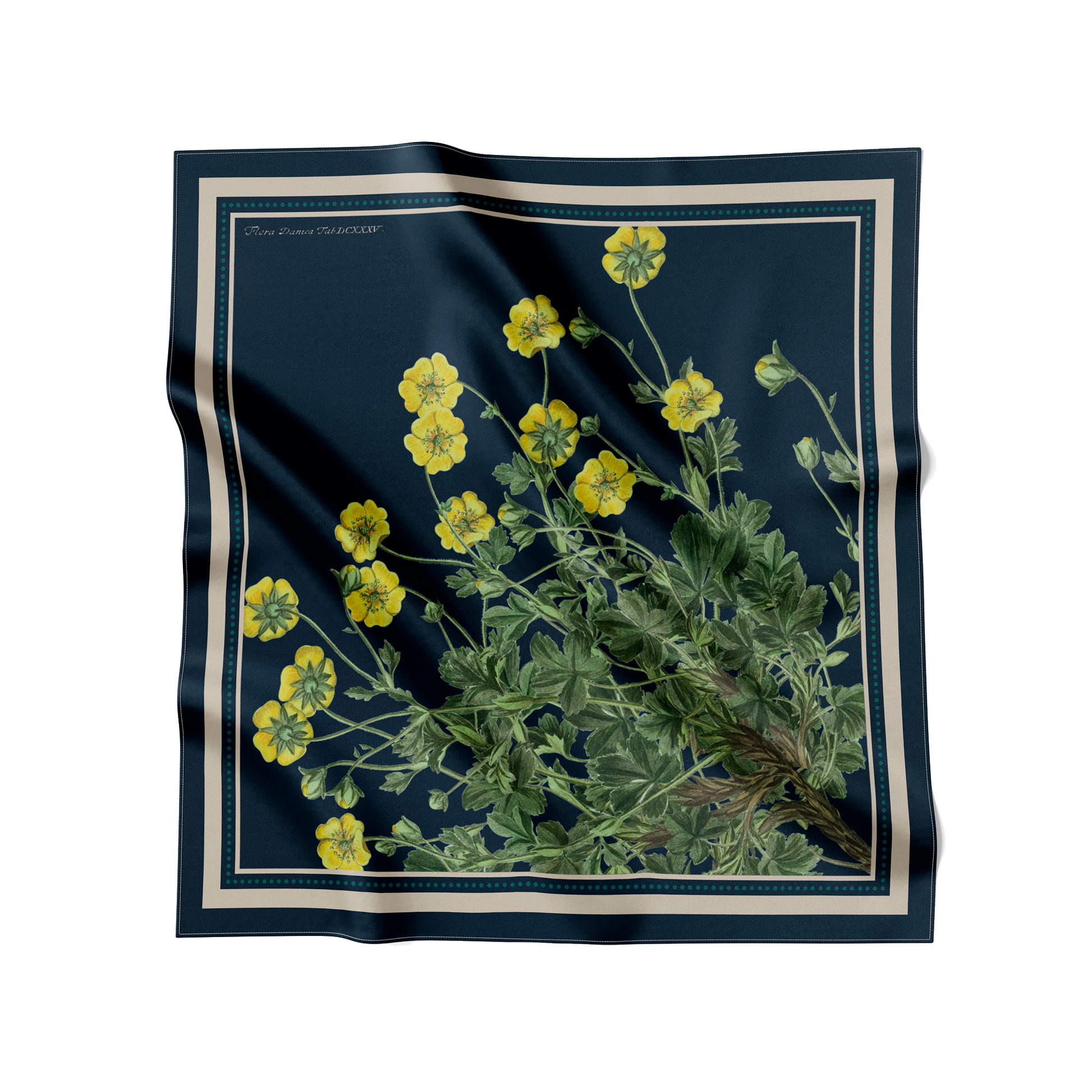 Flora Danica Denmark Blue Potentilla silketørklæde Small scarf Dark Blue