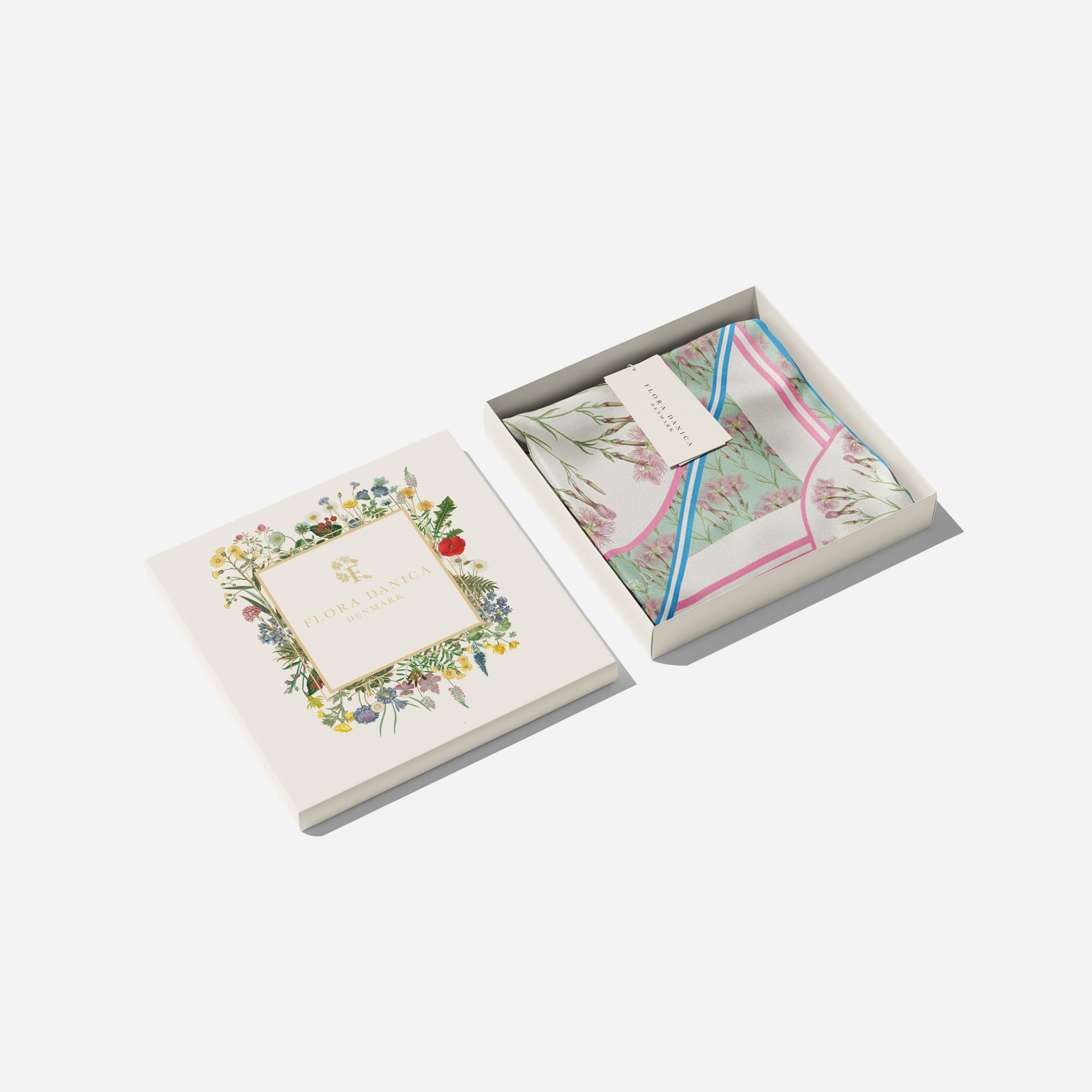 Flora Danica Denmark Blue and Pink Nellike silketørklæde Small scarf Blue and Pink Nellike