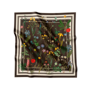Flora Danica Denmark Brown Flower Field silketørklæde Small scarf Brown Flower Field