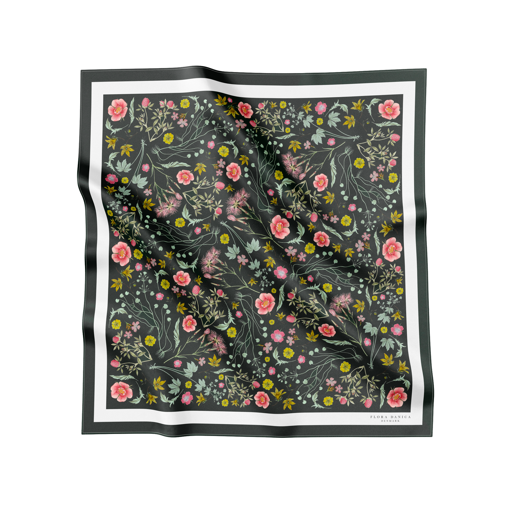 Flora Danica Denmark Charcoal Garden silketørklæde Large scarf Charcoal Garden Off-black