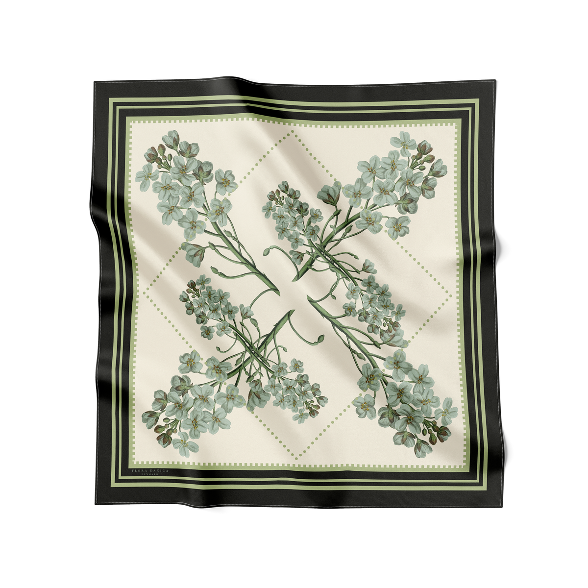 Flora Danica Denmark Coastal Sage 70 silketørklæde Medium Dobbeltsided scarf Sage Green