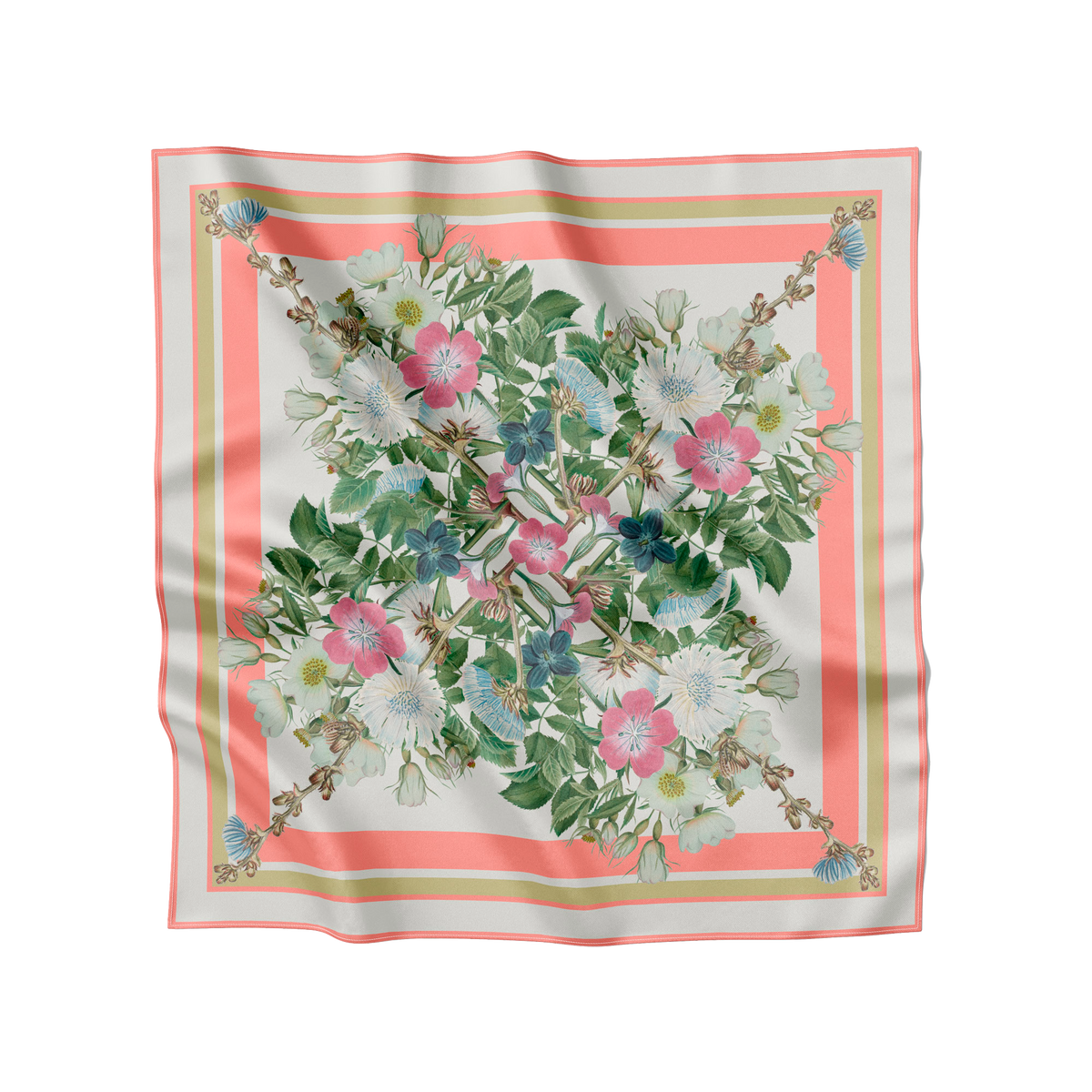 Flora Danica Denmark Coral Botanica 53 silketørklæde Small scarf Coral Botanica scarf