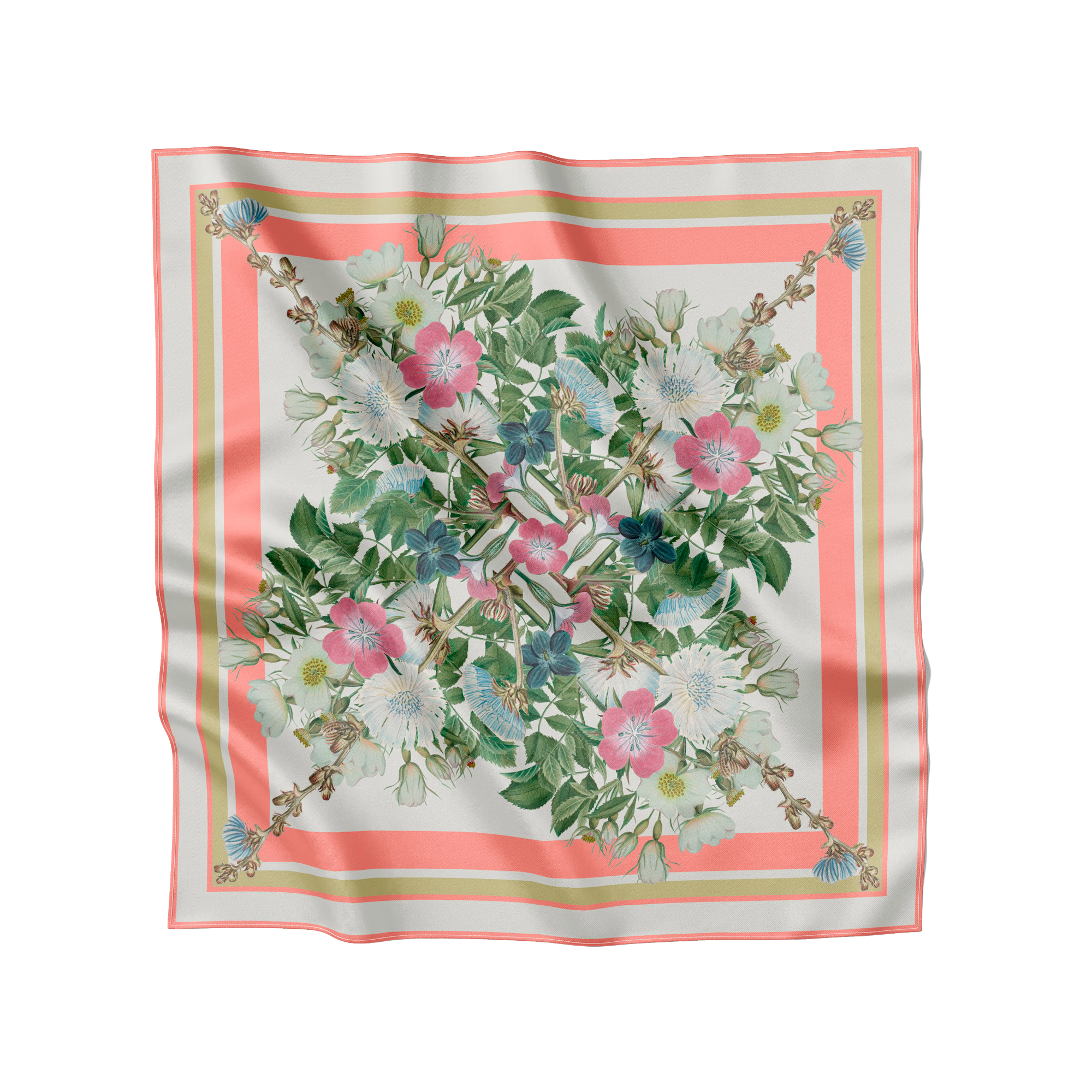 Flora Danica Denmark Coral Botanica 70 silketørklæde Medium Dobbeltsided scarf Coral Botanica scarf