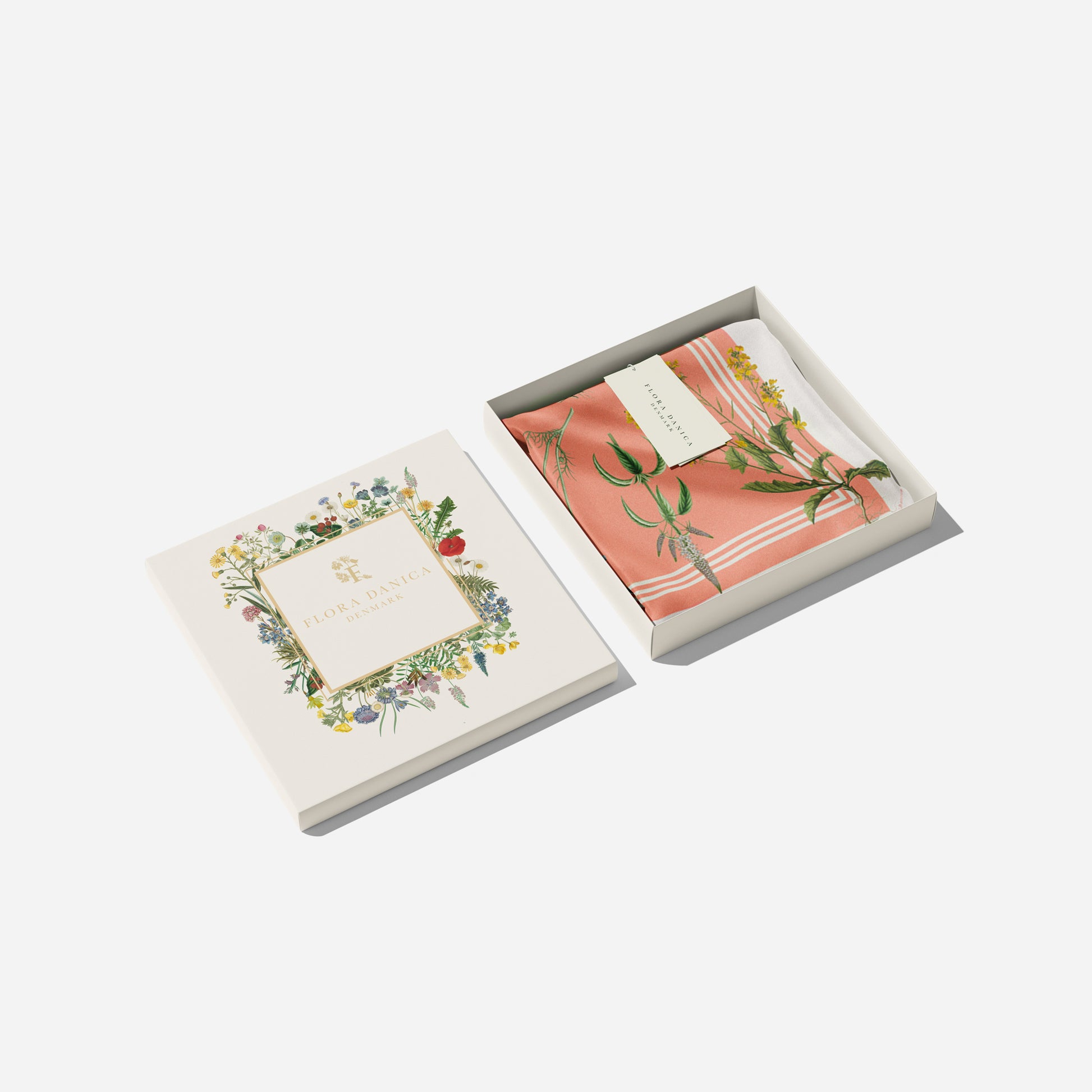 Flora Danica Denmark Coral Flora silketørklæde Large scarf Coral Flora