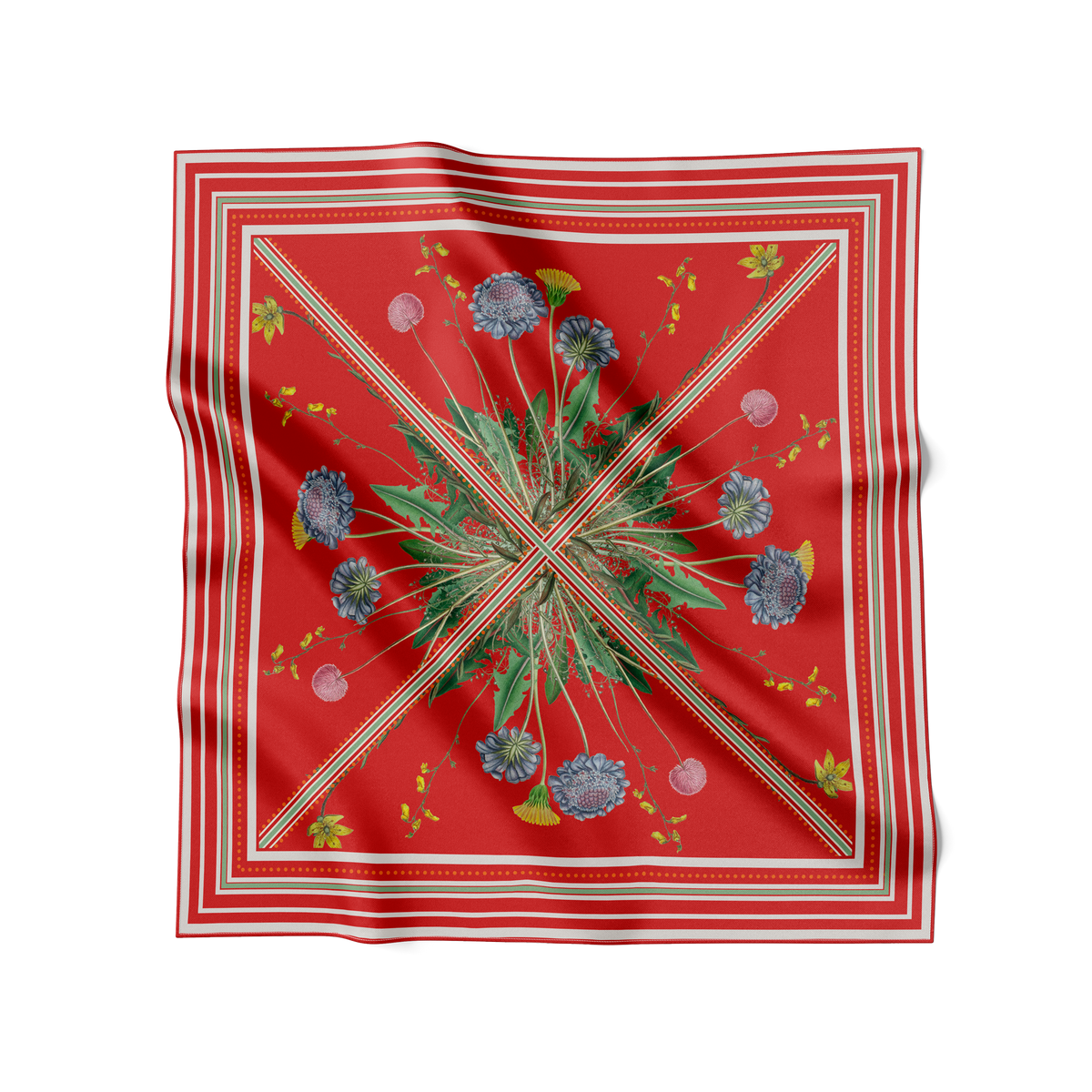 Flora Danica Denmark Crimson-Bloom 70 silketørklæde Medium Dobbeltsided scarf Crimson red