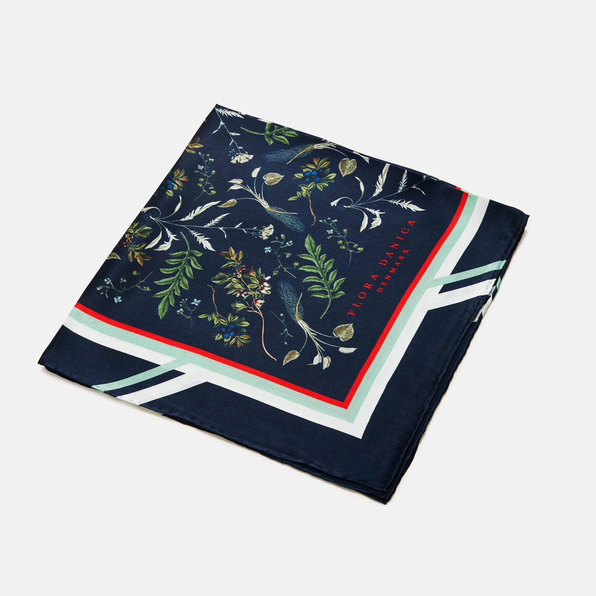 Flora Danica Denmark Flora Winter Garden silketørklæde Small scarf Flora Winter Garden Navy blue