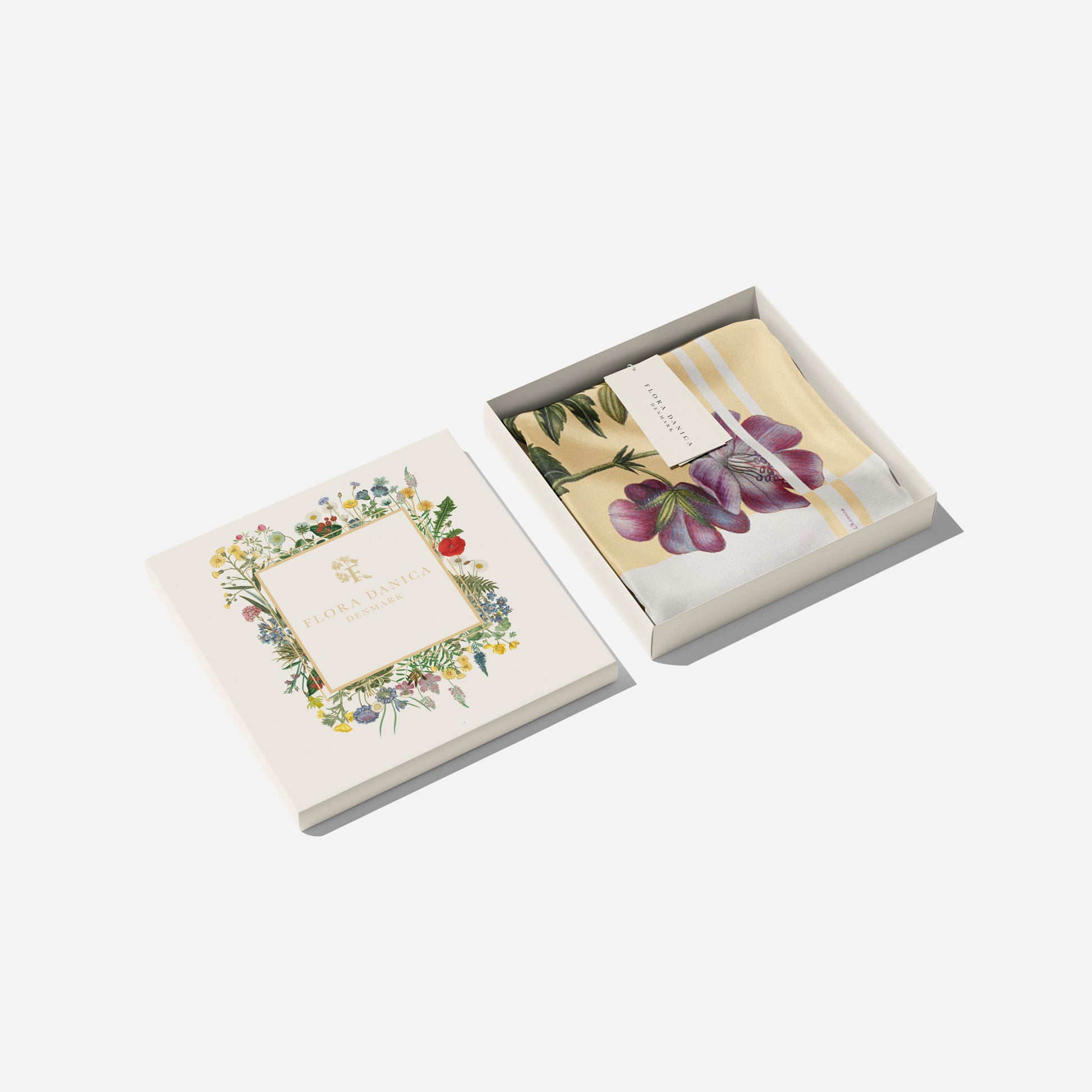 Flora Danica Denmark Flora Yellow Flower silketørklæde Large scarf Flora Yellow Flower