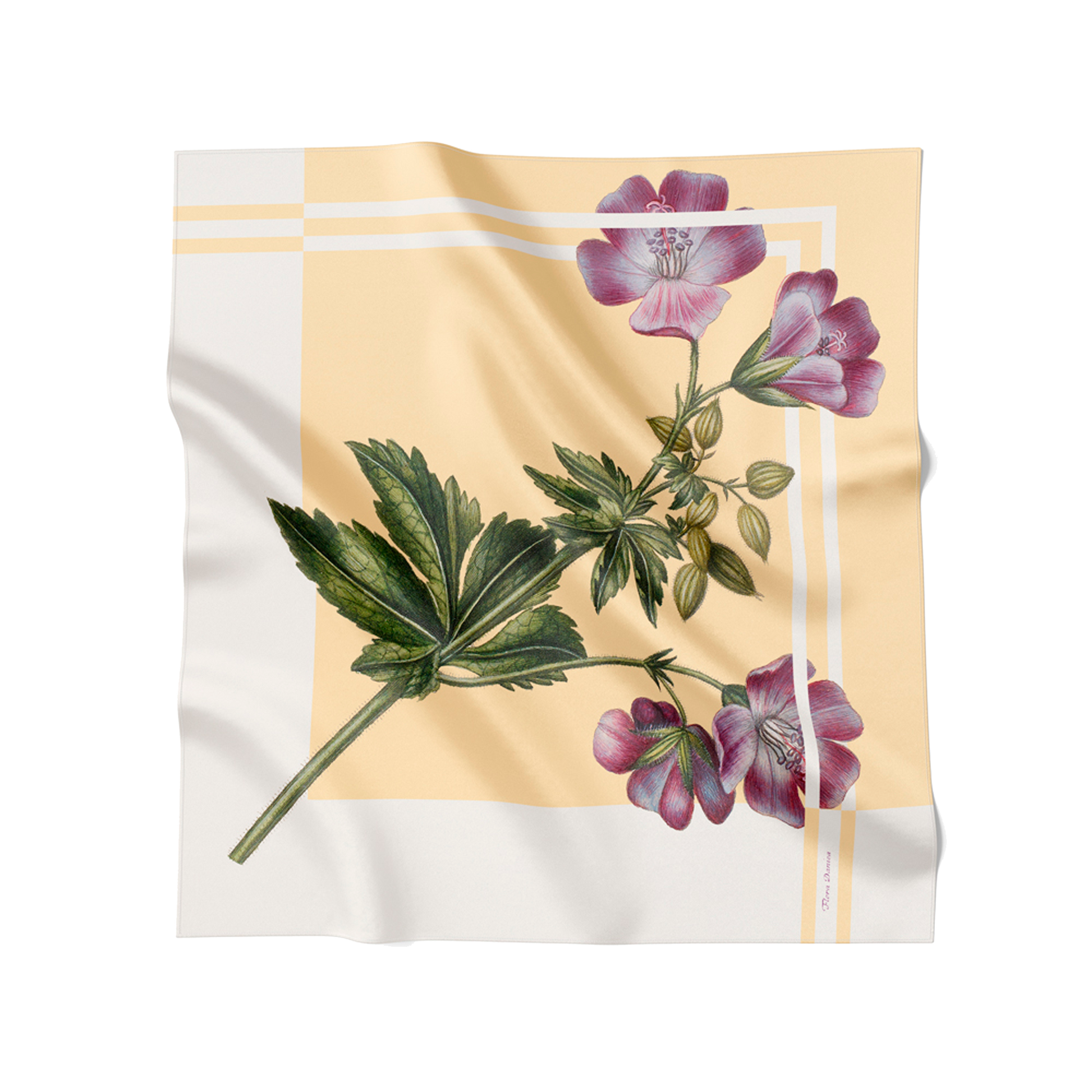 Flora Danica Denmark Flora Yellow Flower silketørklæde Large scarf Flora Yellow Flower