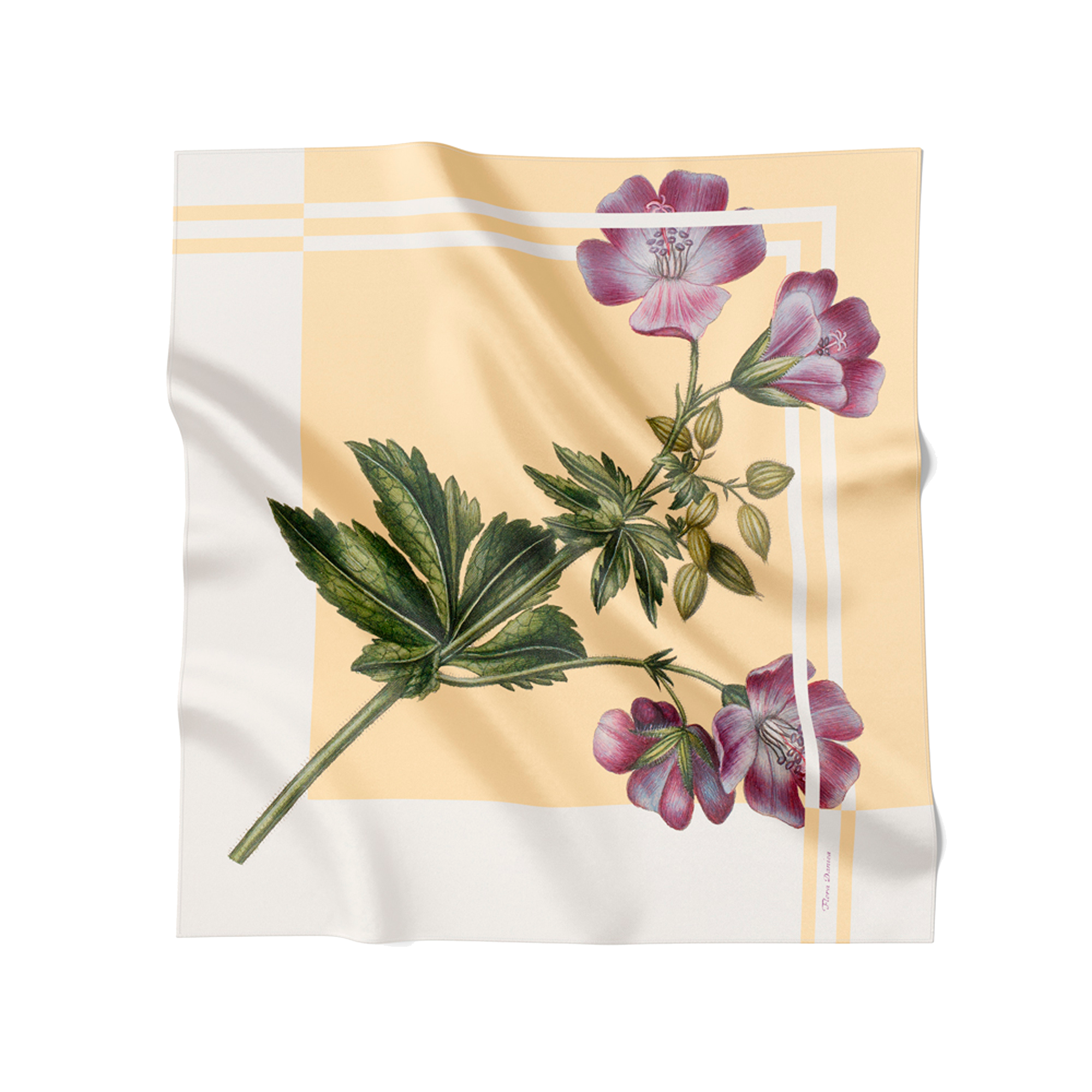 Flora Danica Denmark Flora Yellow Flower silketørklæde Large scarf Flora Yellow Flower