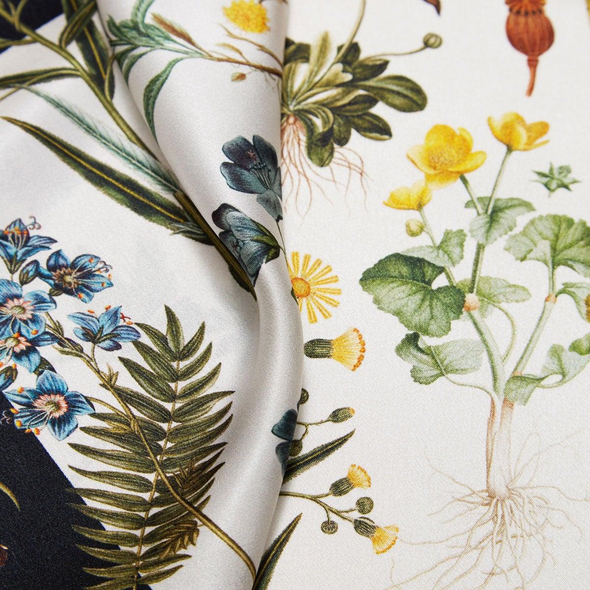 Flora Danica Denmark Flower Field silketørklæde Small scarf Flower Field Navy-Blue/orange