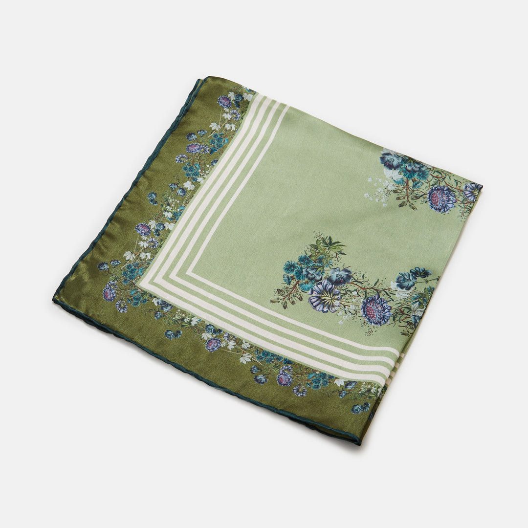 Flowering Green F Silk scarf