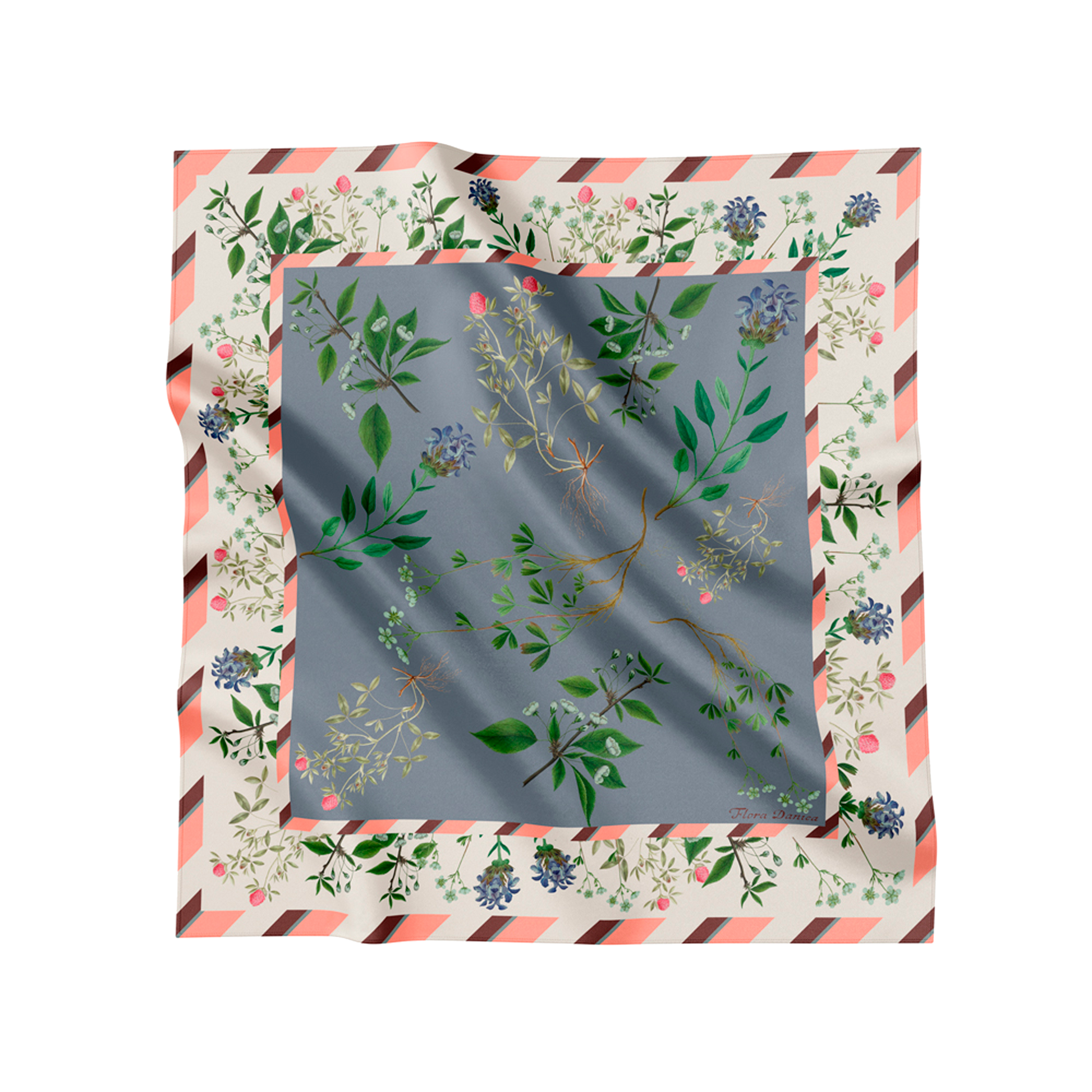 Flora Danica Denmark Flowering Garden silketørklæde Large scarf Flowering Garden Gray/Off-white