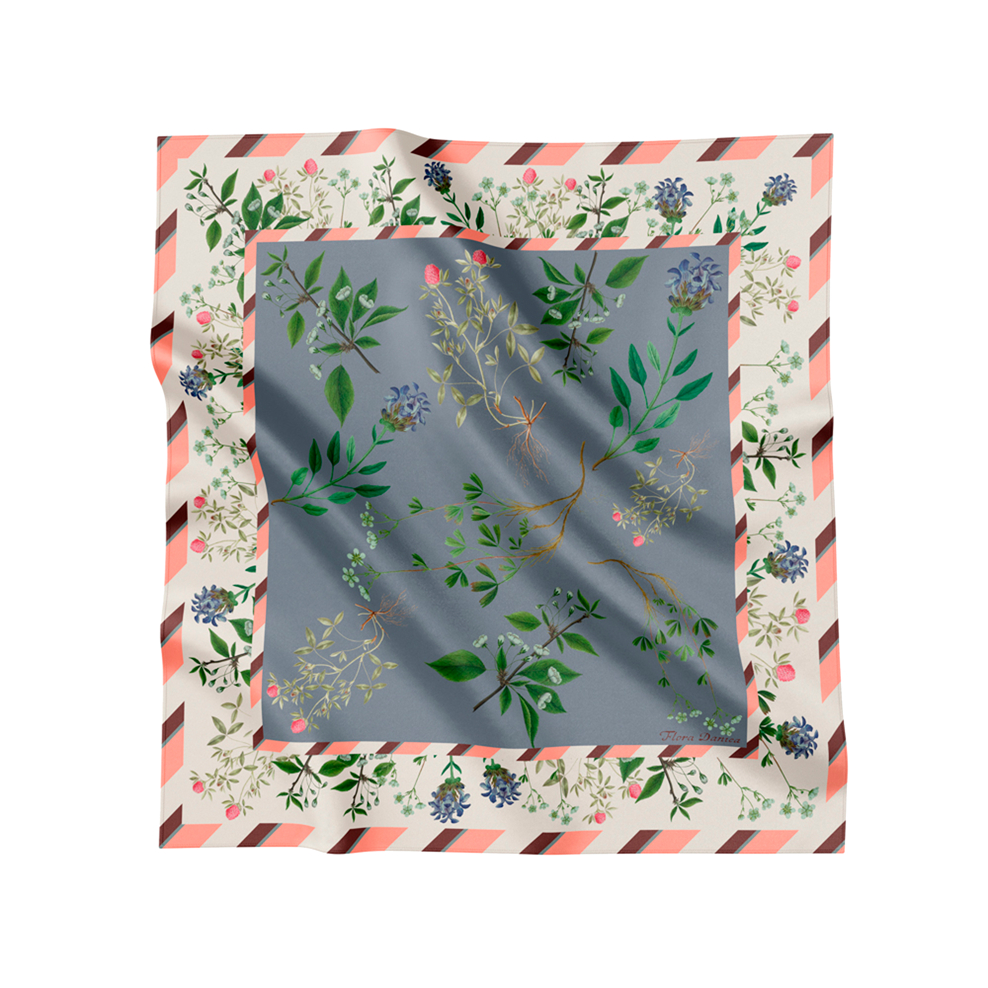 Flora Danica Denmark Flowering Garden silketørklæde Large scarf Flowering Garden Gray/Off-white