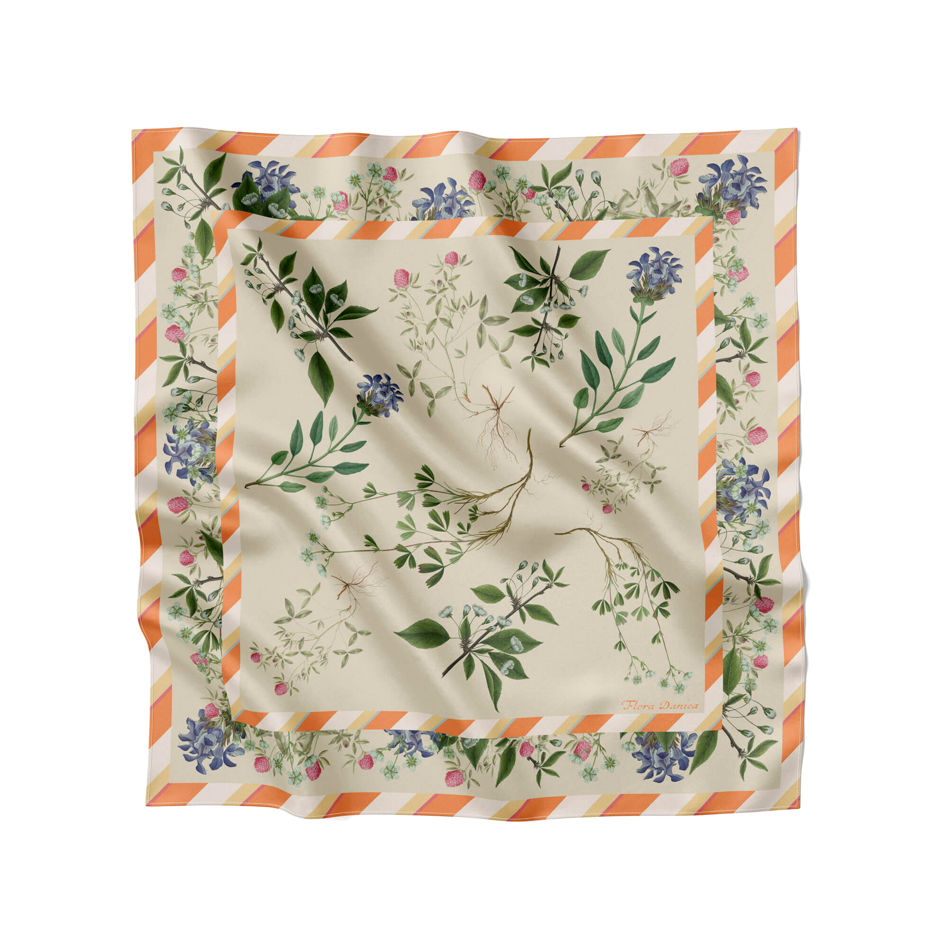 Flora Danica Denmark Flowering Summer Garden silketørklæde Large dobbeltsided scarf Flowering Summer/spring Garden