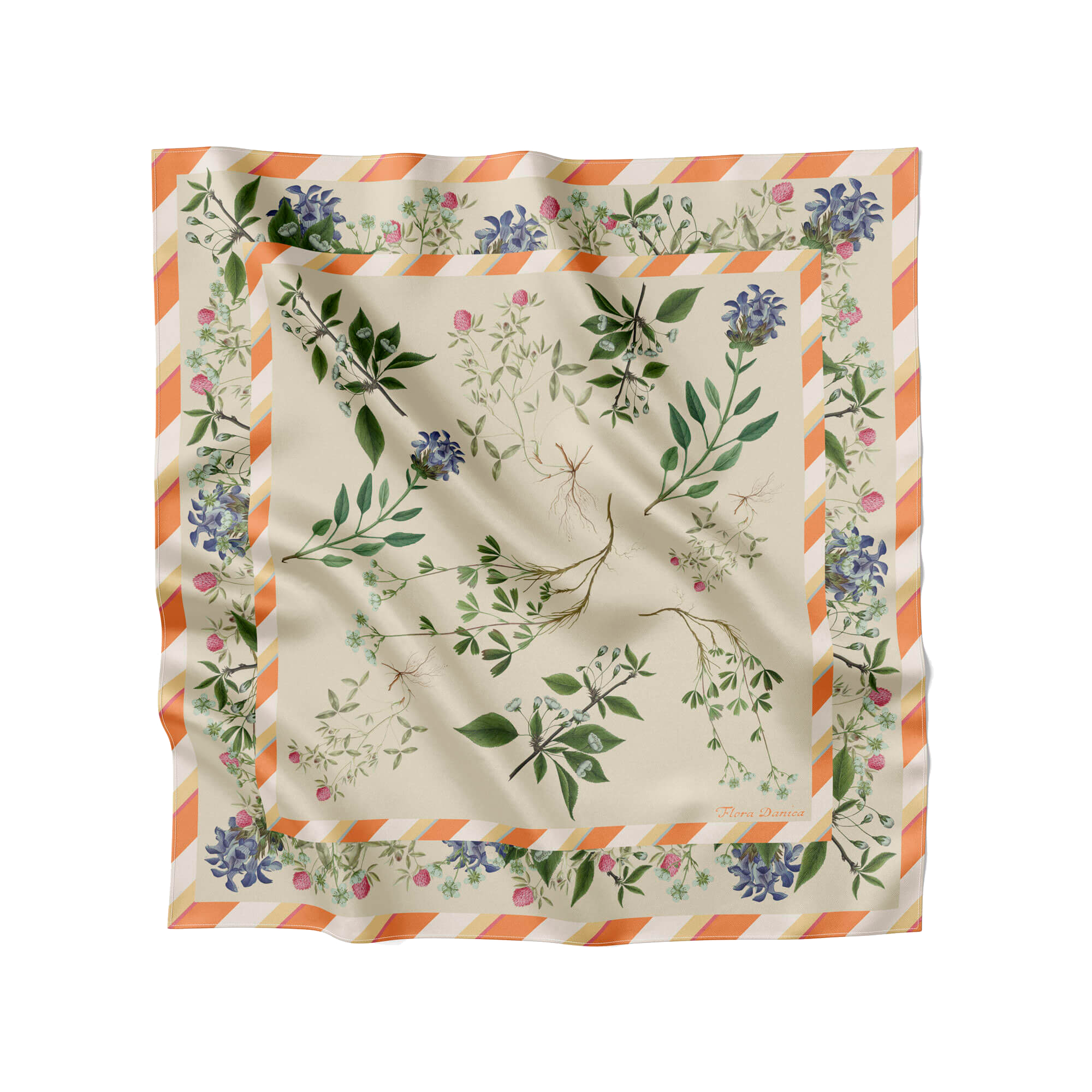 Flora Danica Denmark Flowering Summer Garden silketørklæde Large dobbeltsided scarf Flowering Summer/spring Garden