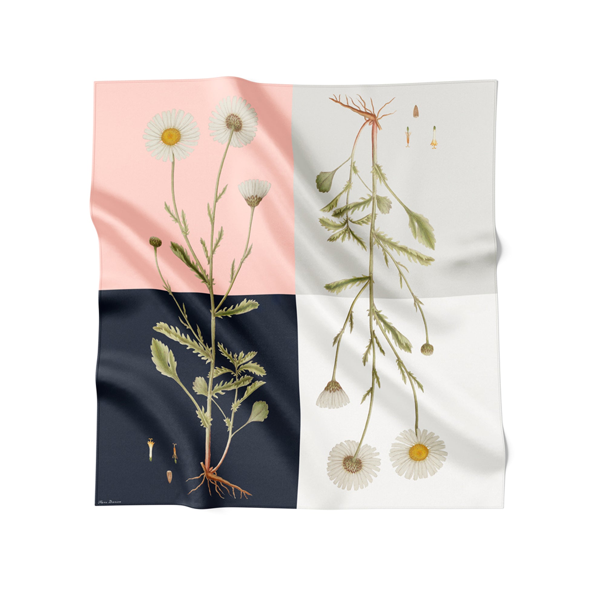 Flora Danica Denmark Four Square Daisy Double silketørklæde 90 Large dobbeltsided scarf