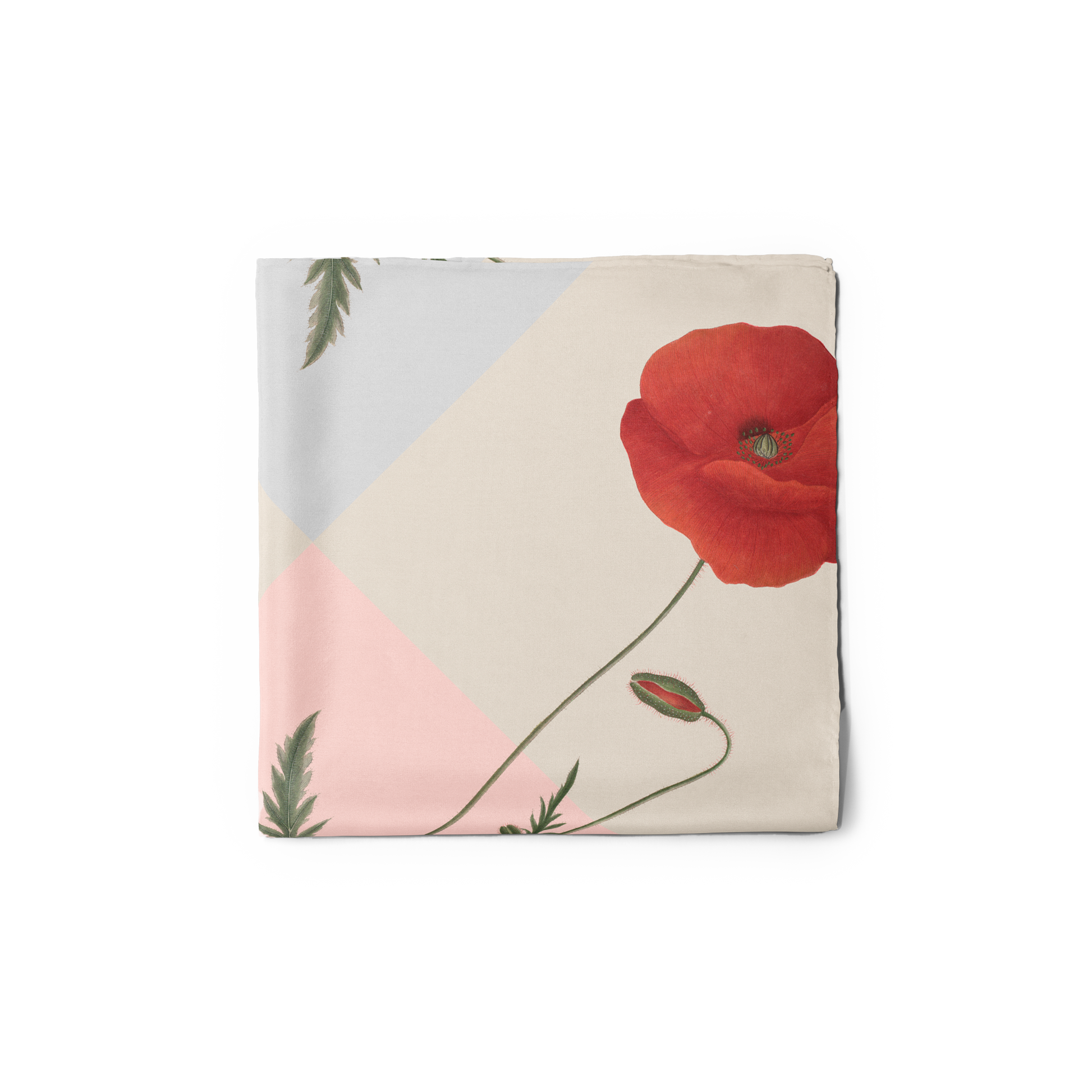 Flora Danica Denmark Four Square Poppy 70 silketørklæde Medium Dobbeltsided scarf Four Square Poppy