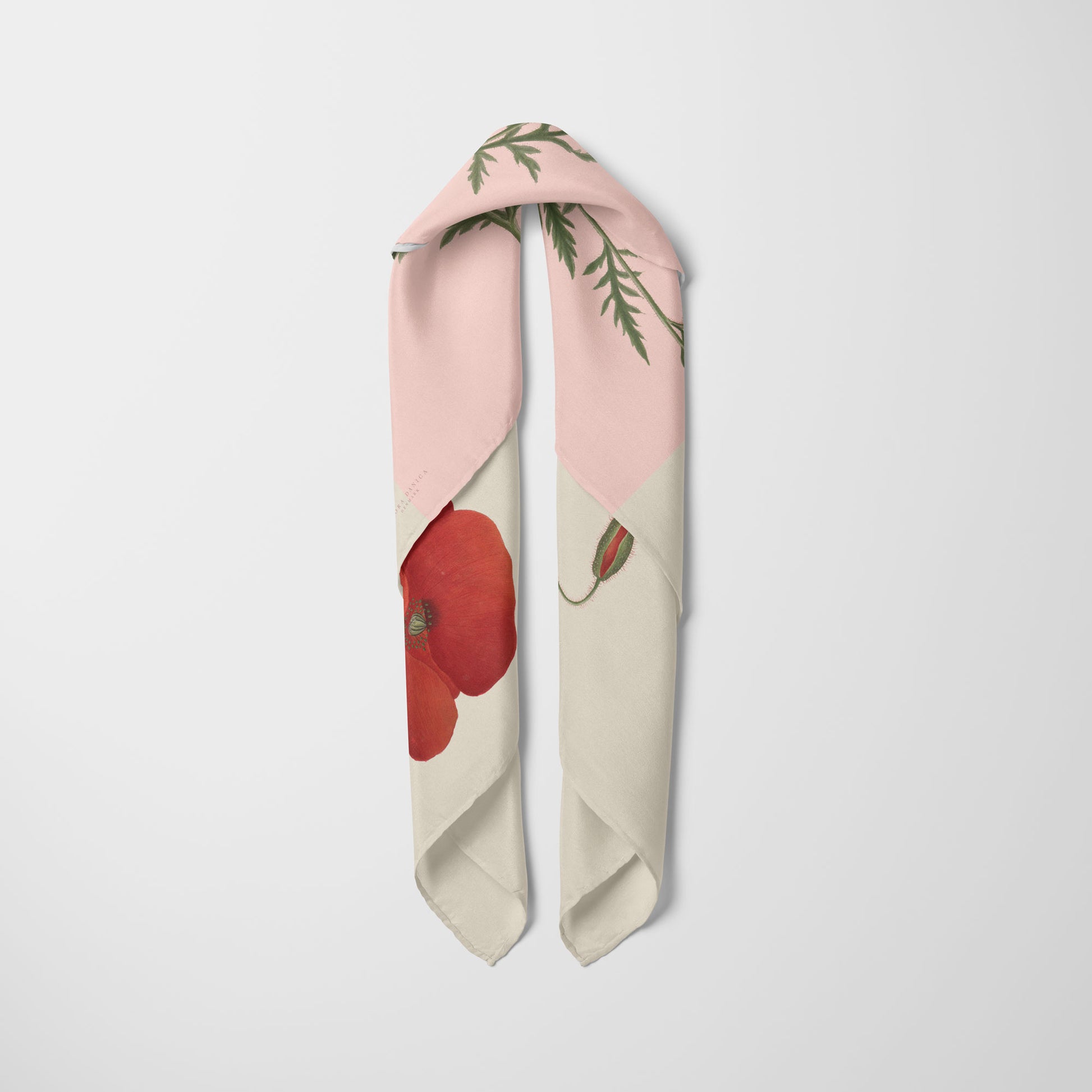 Flora Danica Denmark Four Square Poppy silketørklæde Large scarf Four Square Poppy