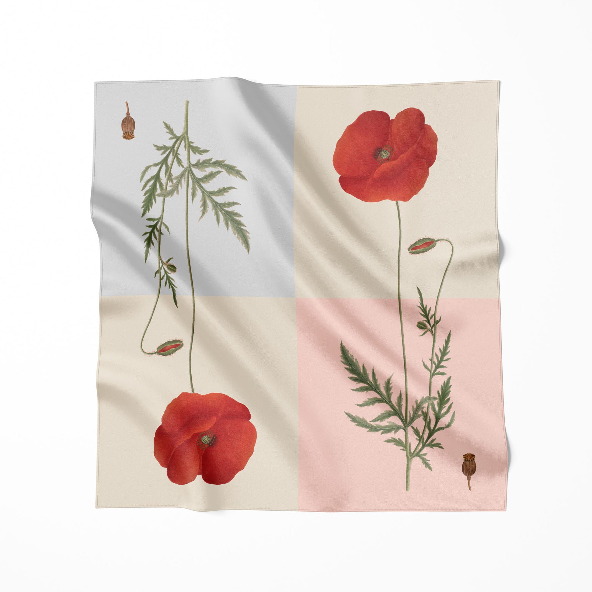 Flora Danica Denmark Four Square Poppy silketørklæde Large scarf