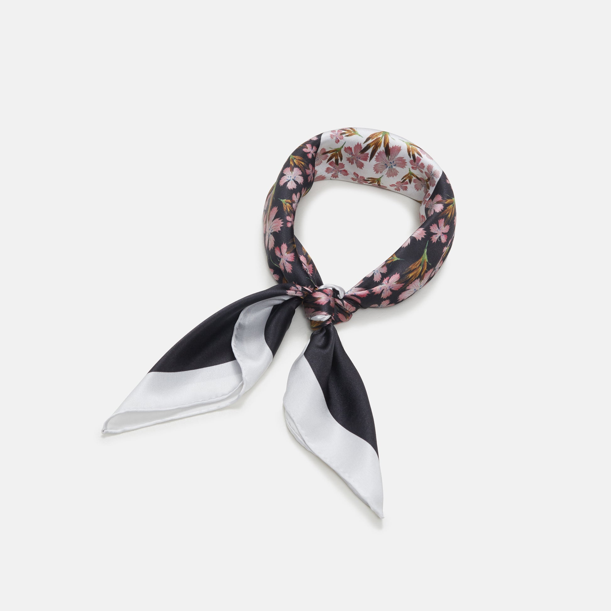 Flora Danica Denmark Geo Blossom silketørklæde Small scarf Geo Blossom Black/white