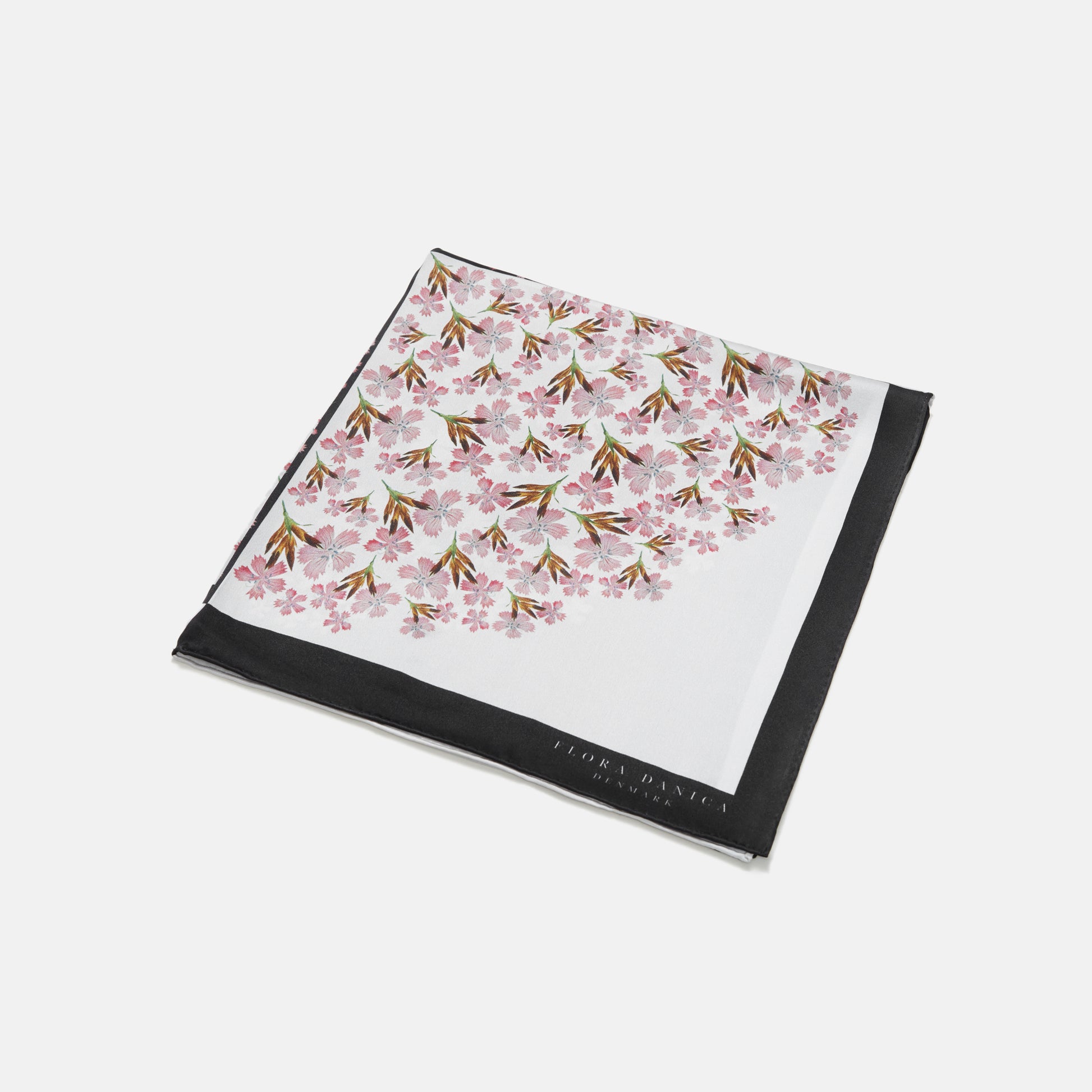 Flora Danica Denmark Geo Blossom silketørklæde Small scarf Geo Blossom Black/white