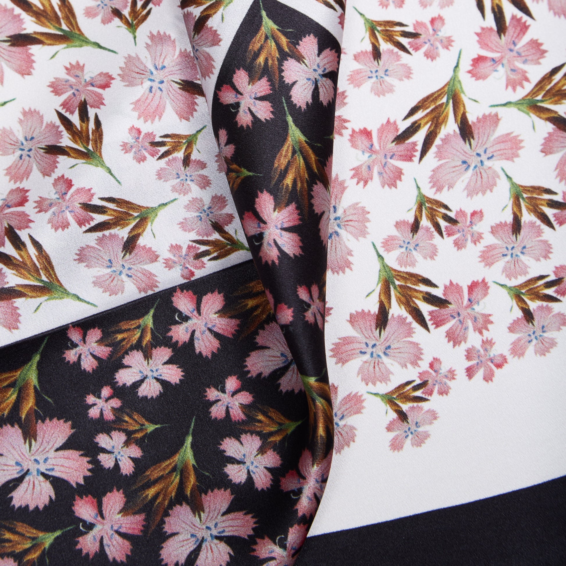 Flora Danica Denmark Geo Blossom silketørklæde Small scarf Geo Blossom Black/white