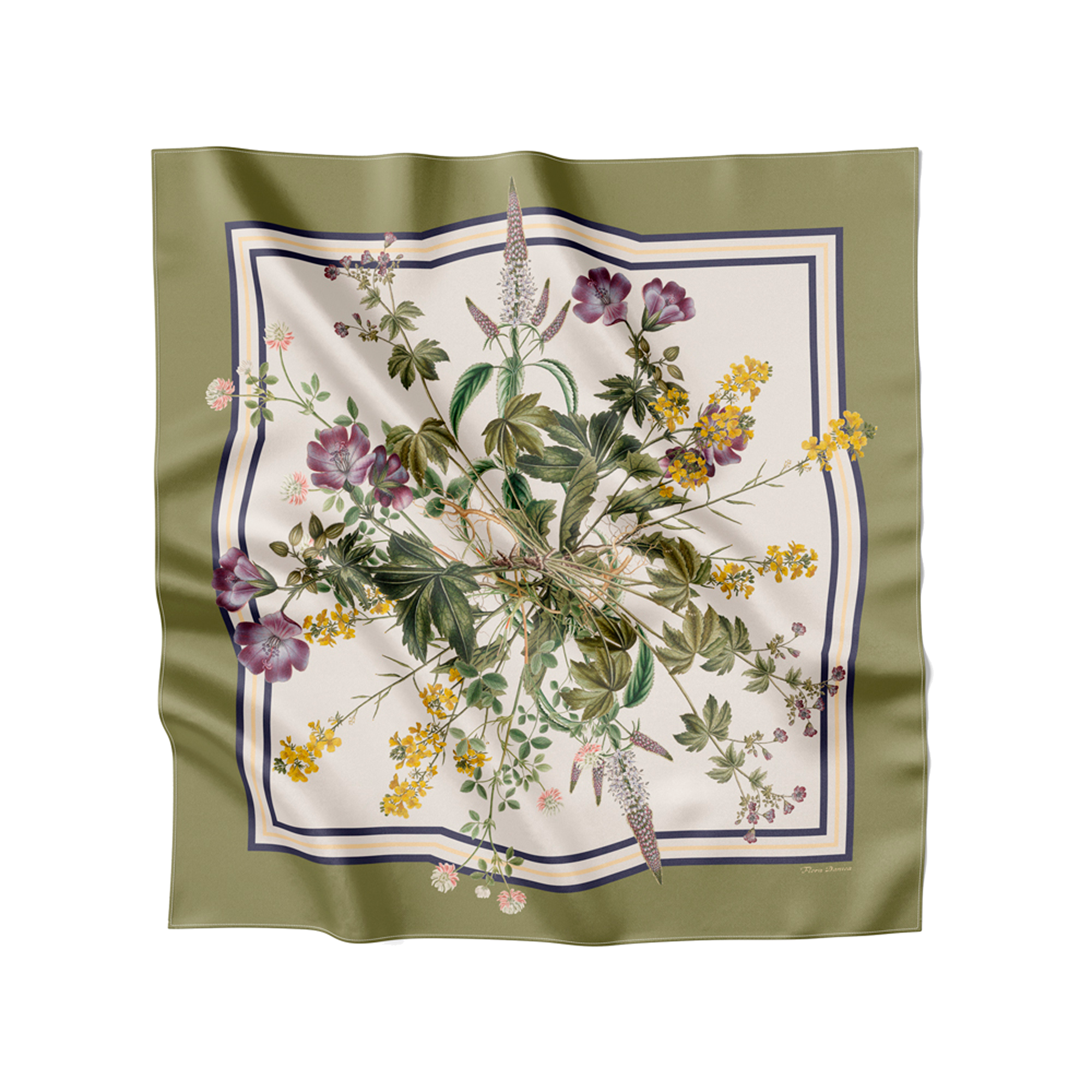 Flora Danica Denmark Green Double Flora silketørklæde 70 Medium Dobbeltsided scarf Green Flora