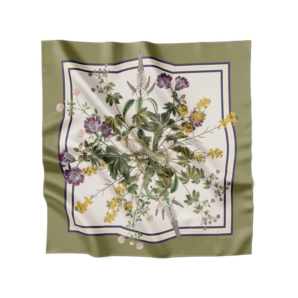 Flora Danica Denmark Green Double Flora silketørklæde 70 Medium Dobbeltsided scarf