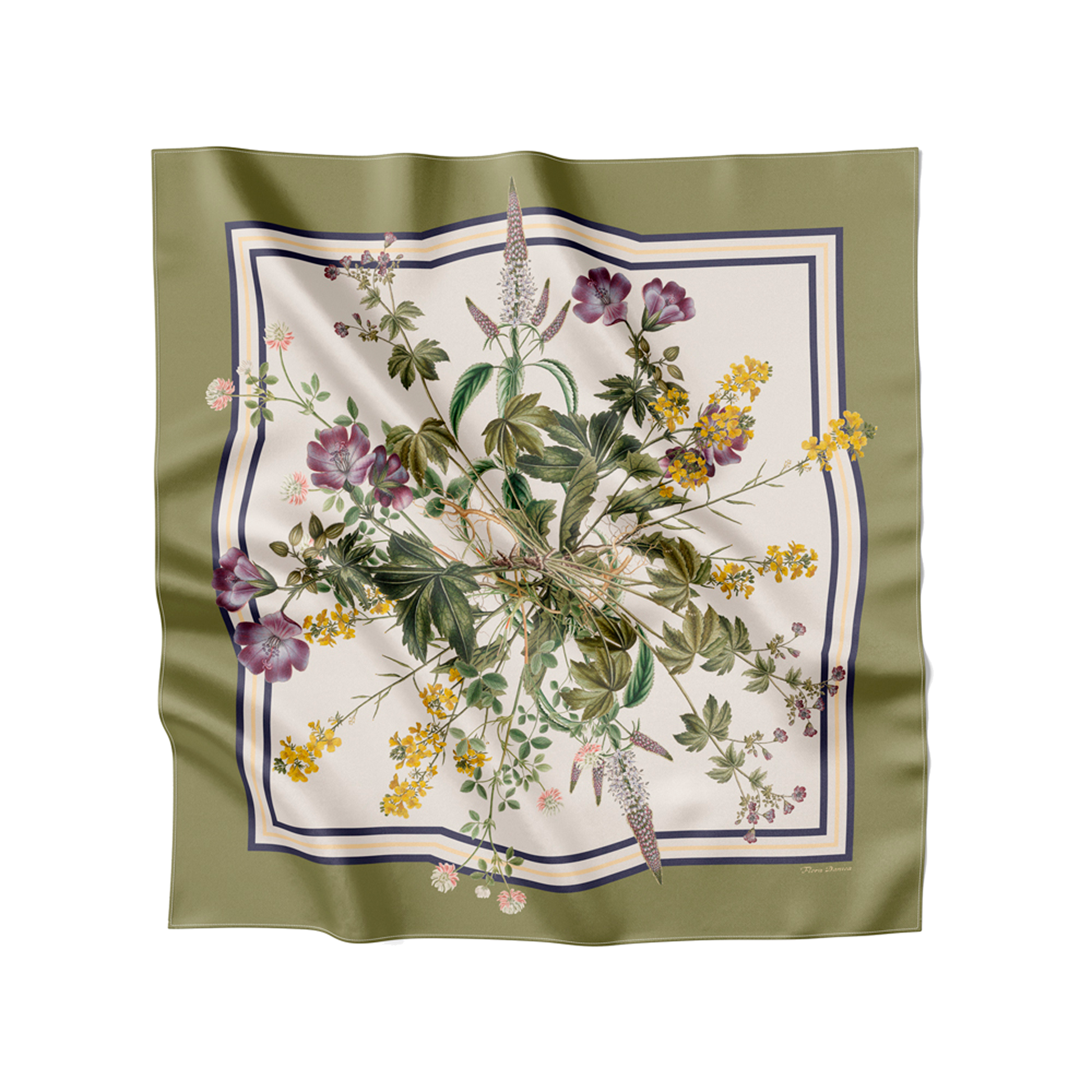 Flora Danica Denmark Green Flora silketørklæde Large scarf Green Flora