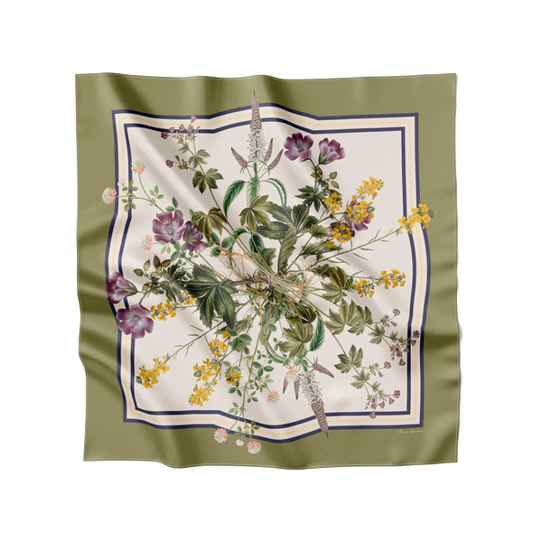 Flora Danica Denmark Green Flora silketørklæde Large scarf Green Flora