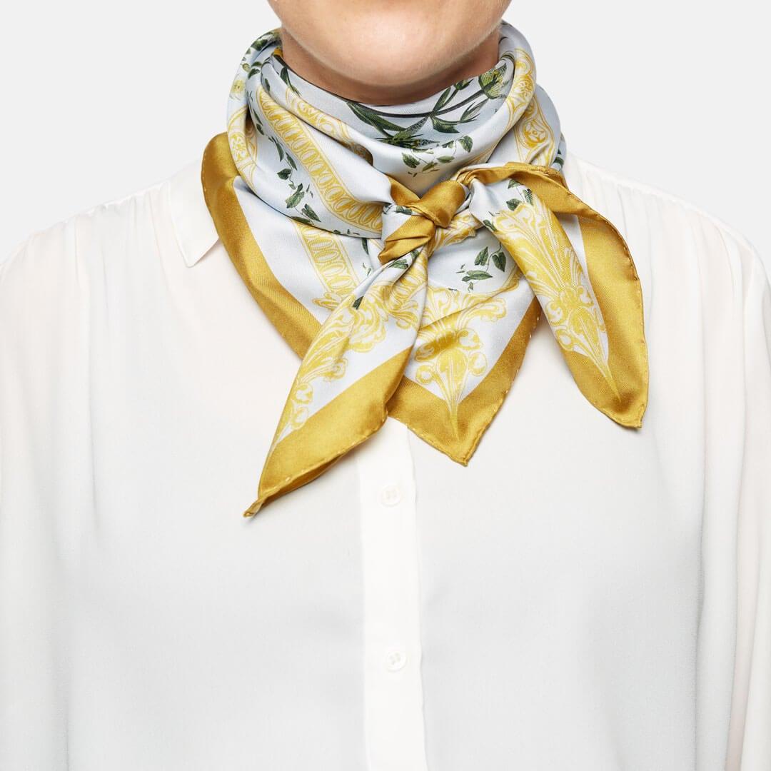 Flora Danica Denmark Green Flower Circle silketørklæde Large scarf Green Flower Circle