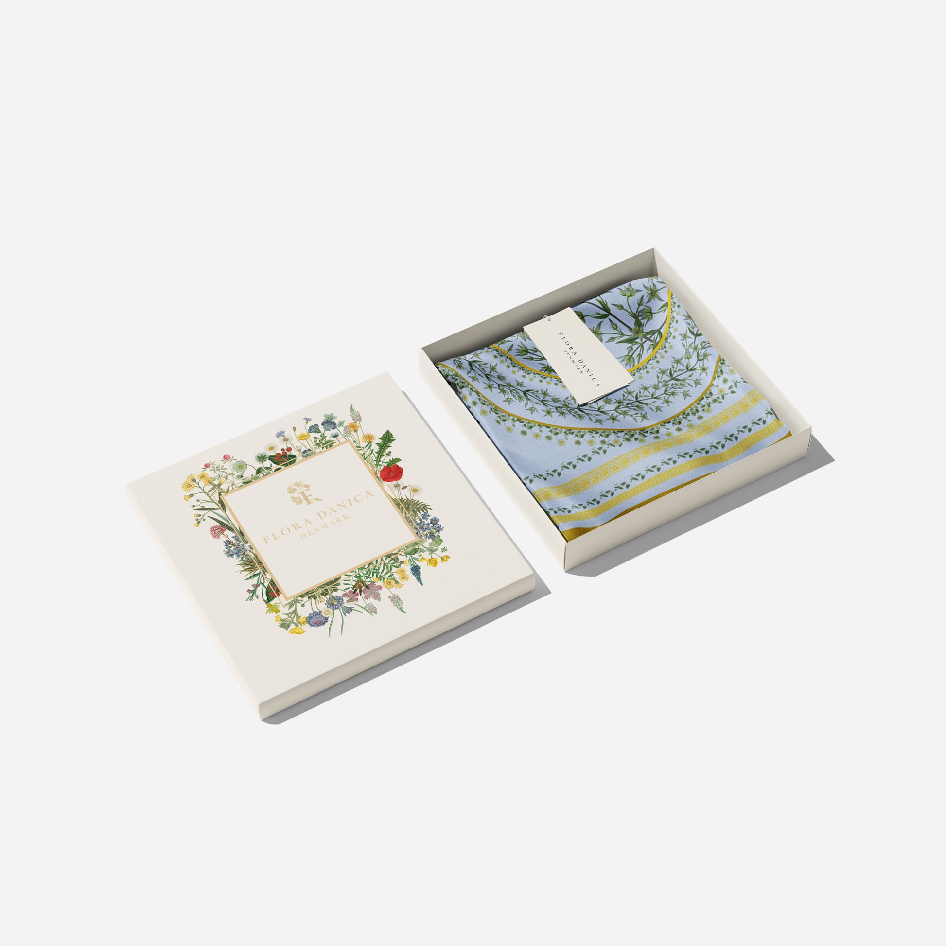 Flora Danica Denmark Green Flower Circle silketørklæde Large scarf Green Flower Circle