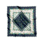 Flora Danica Denmark Green Flower Dot Checker silketørklæde Large scarf Green Flower Dot Checker