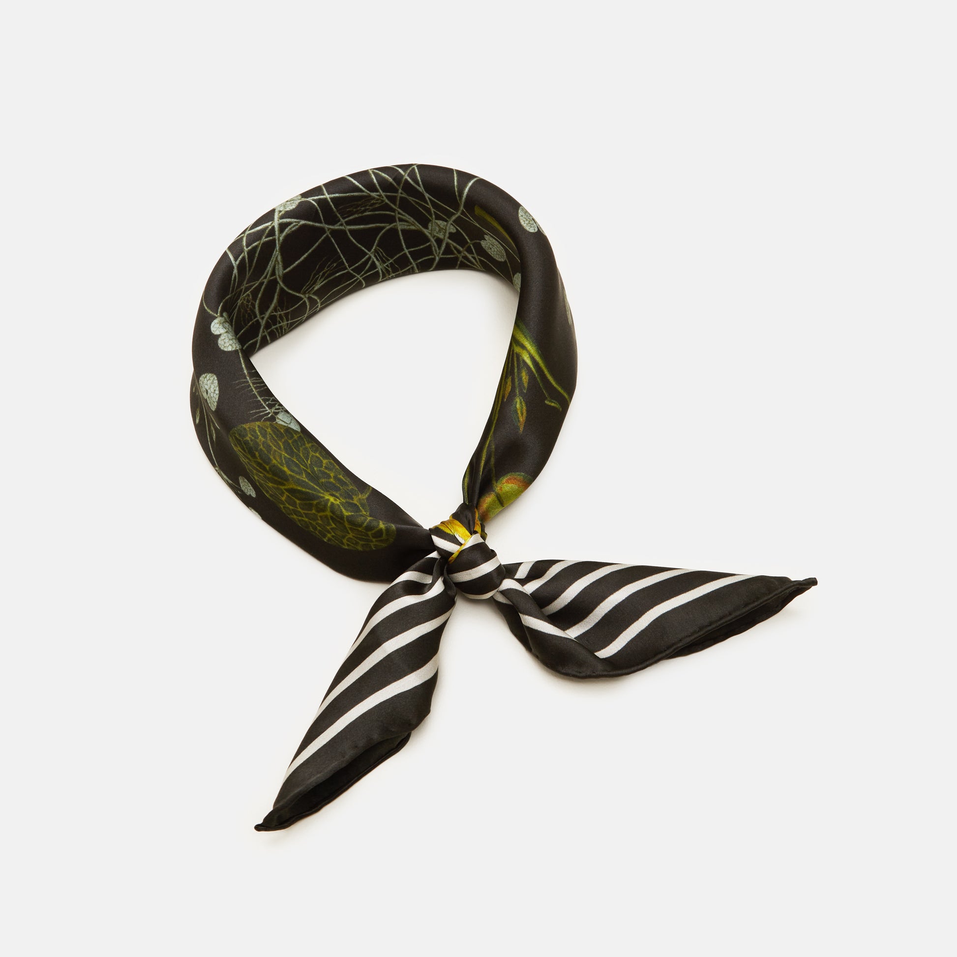 Flora Danica Denmark Green Striped Blossom silketørklæde Small scarf Green Striped Blossom