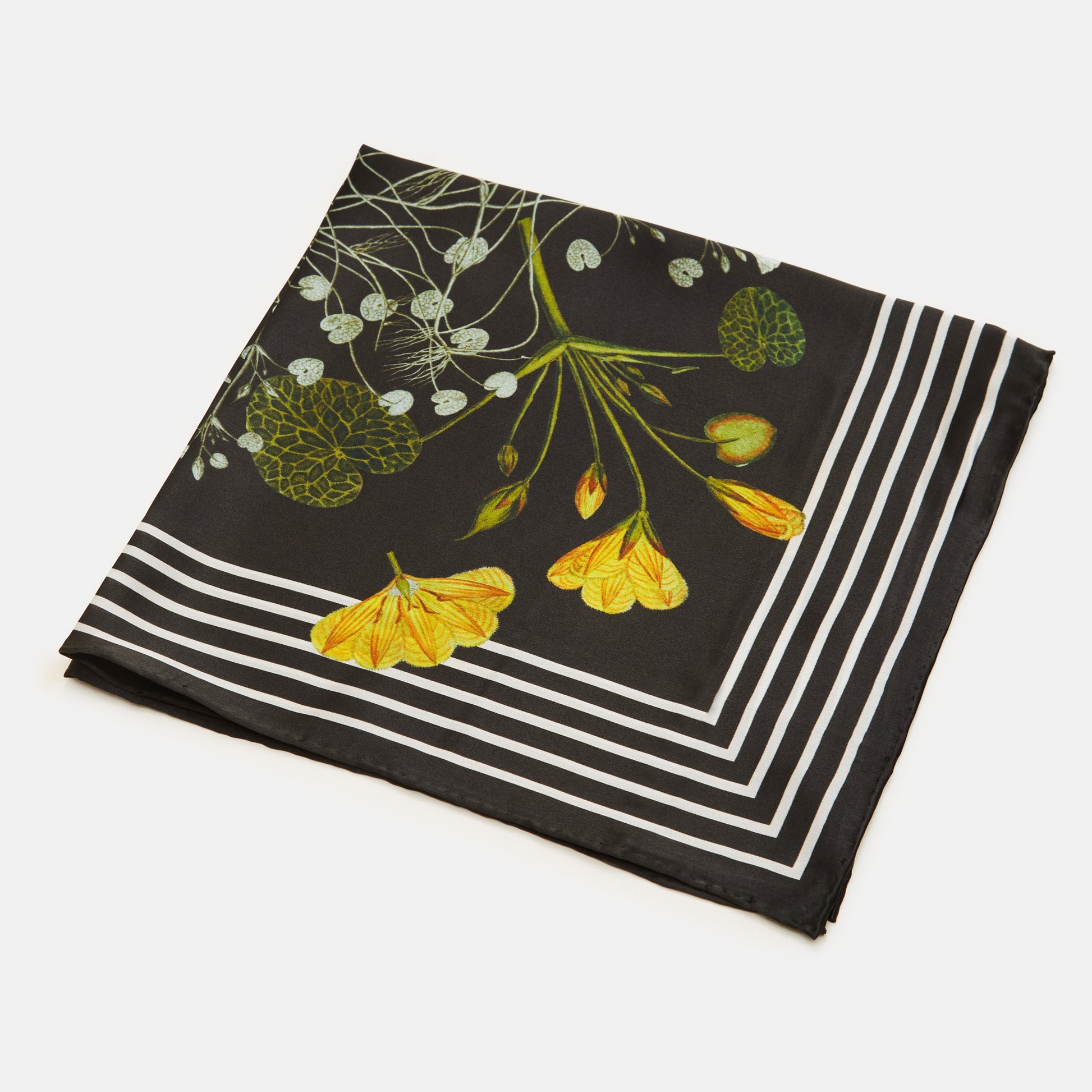 Flora Danica Denmark Green Striped Blossom silketørklæde Small scarf Green Striped Blossom