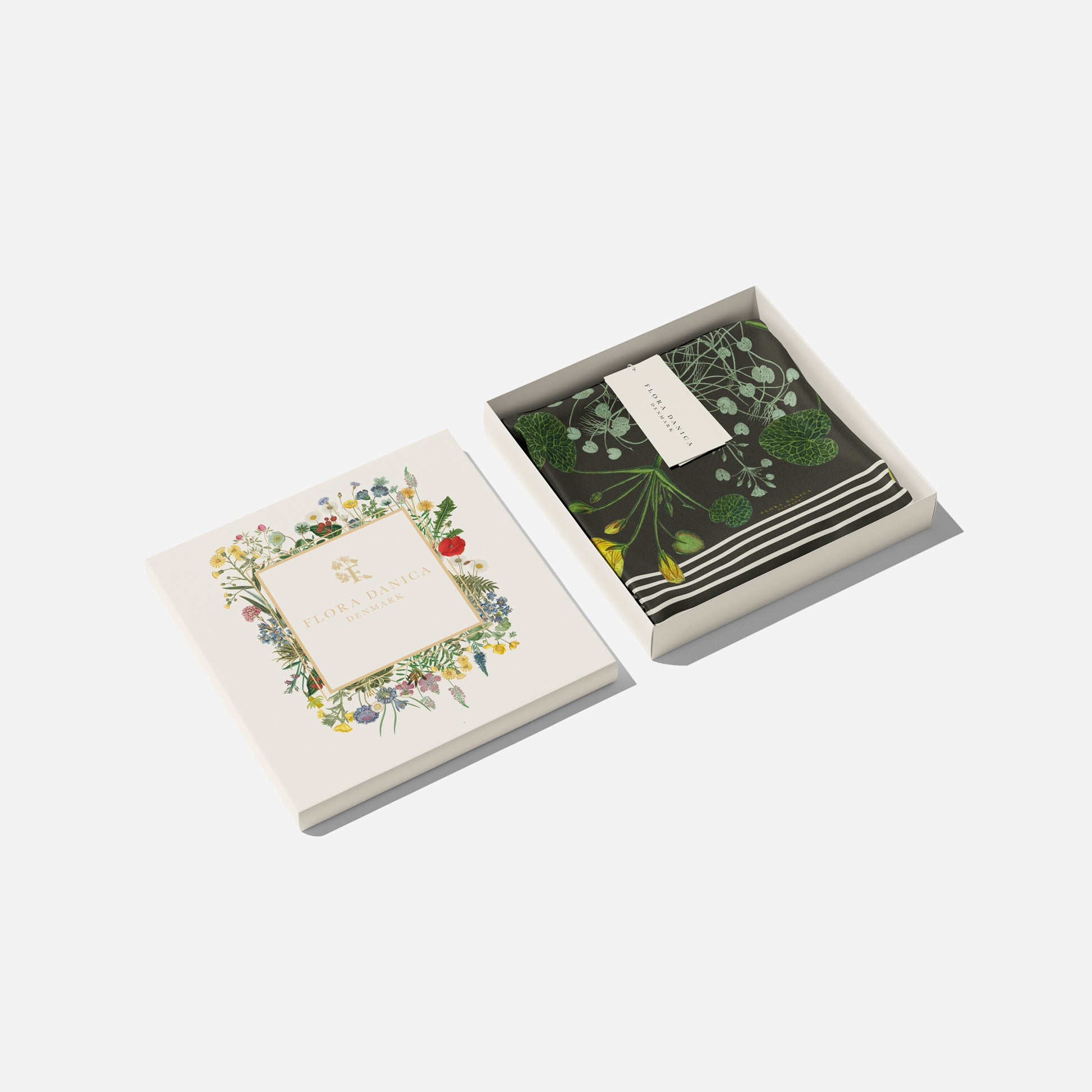 Flora Danica Denmark Green Striped Blossom silketørklæde Small scarf Green Striped Blossom