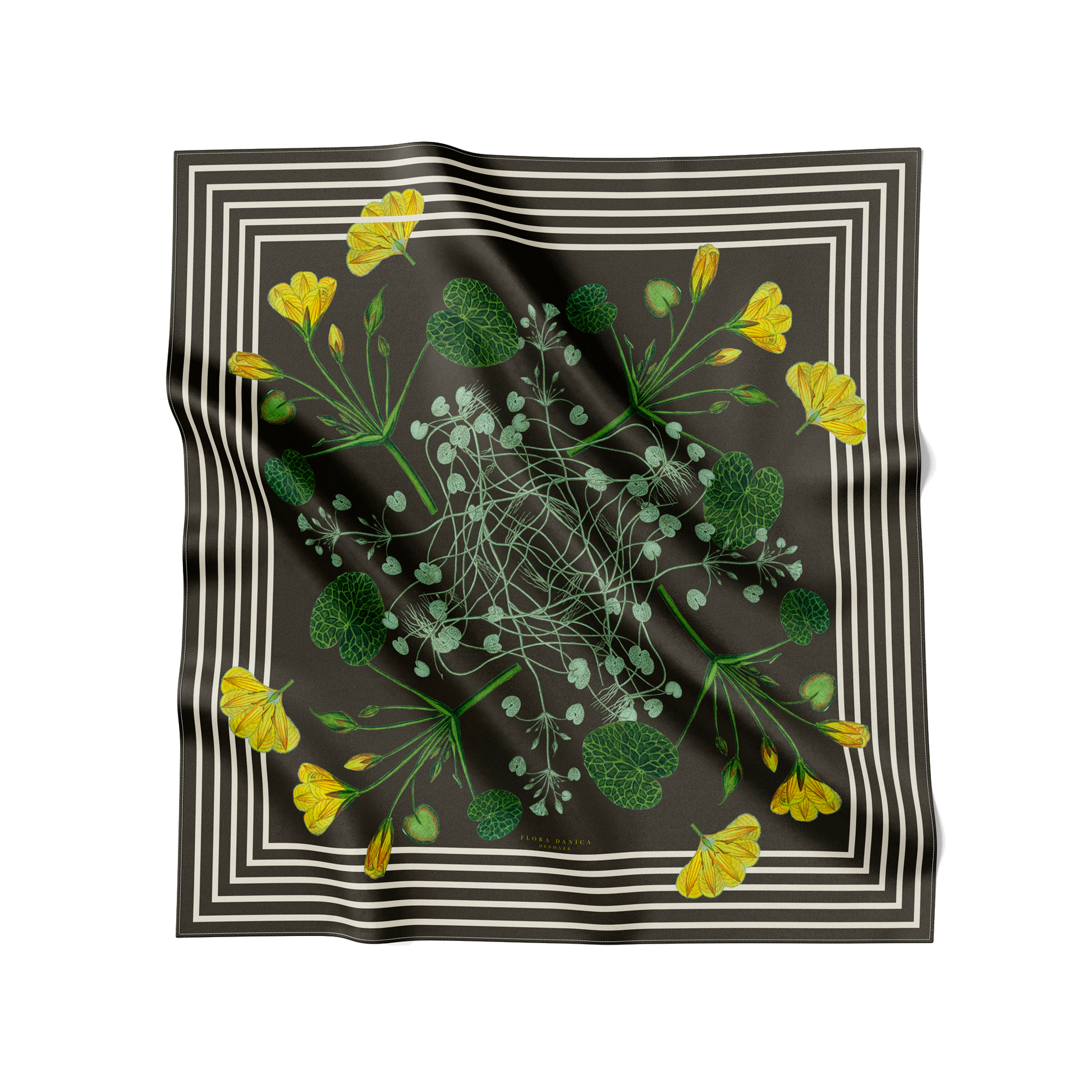 Flora Danica Denmark Green Striped Blossom silketørklæde Small scarf Green Striped Blossom