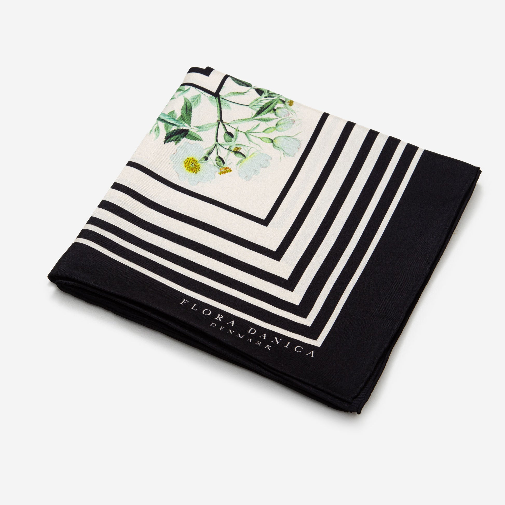 Flora Danica Denmark Optical Rose silketørklæde Large dobbeltsided scarf Optical Rose Black/Off-white