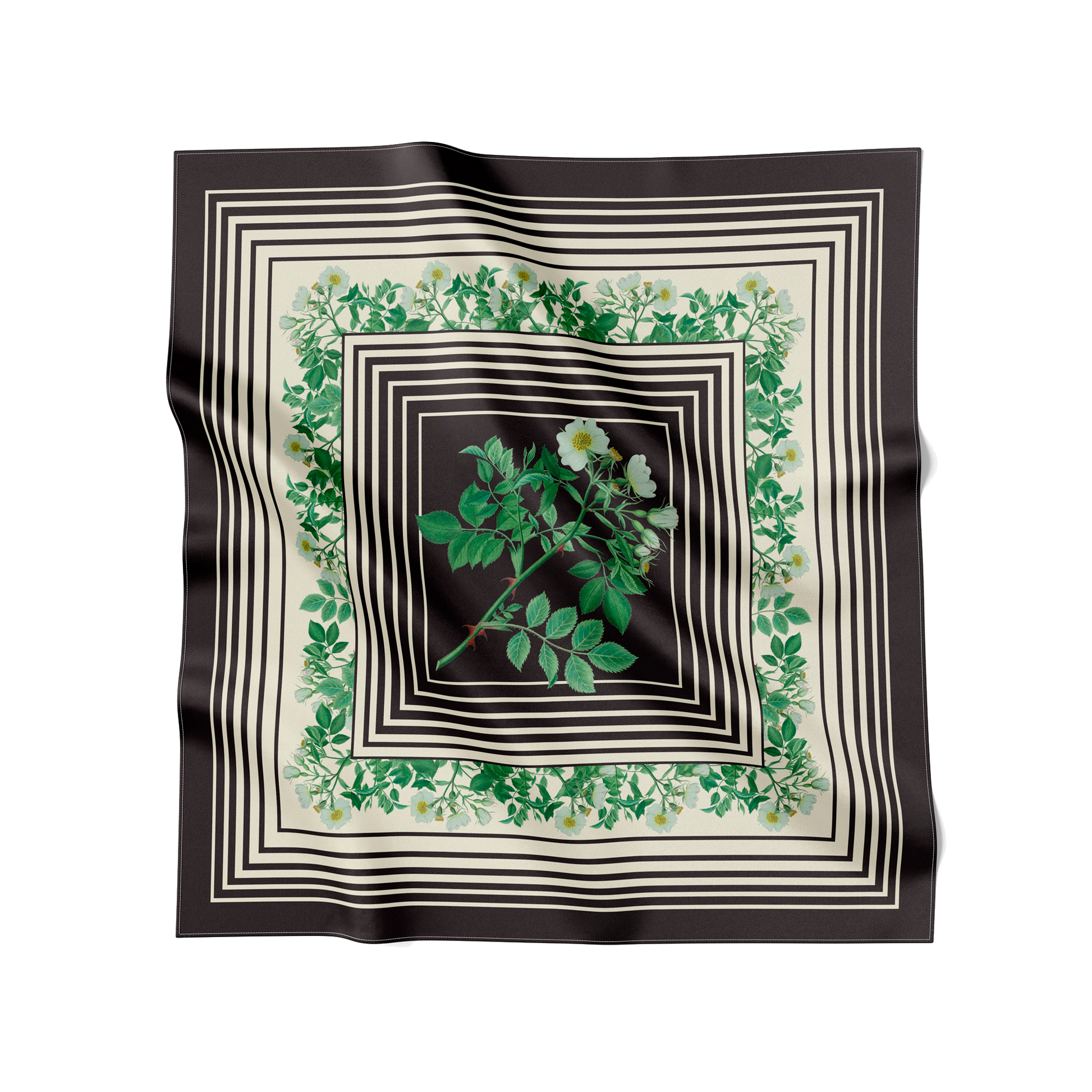 Flora Danica Denmark Optical Rose silketørklæde Large dobbeltsided scarf Optical Rose Black/Off-white