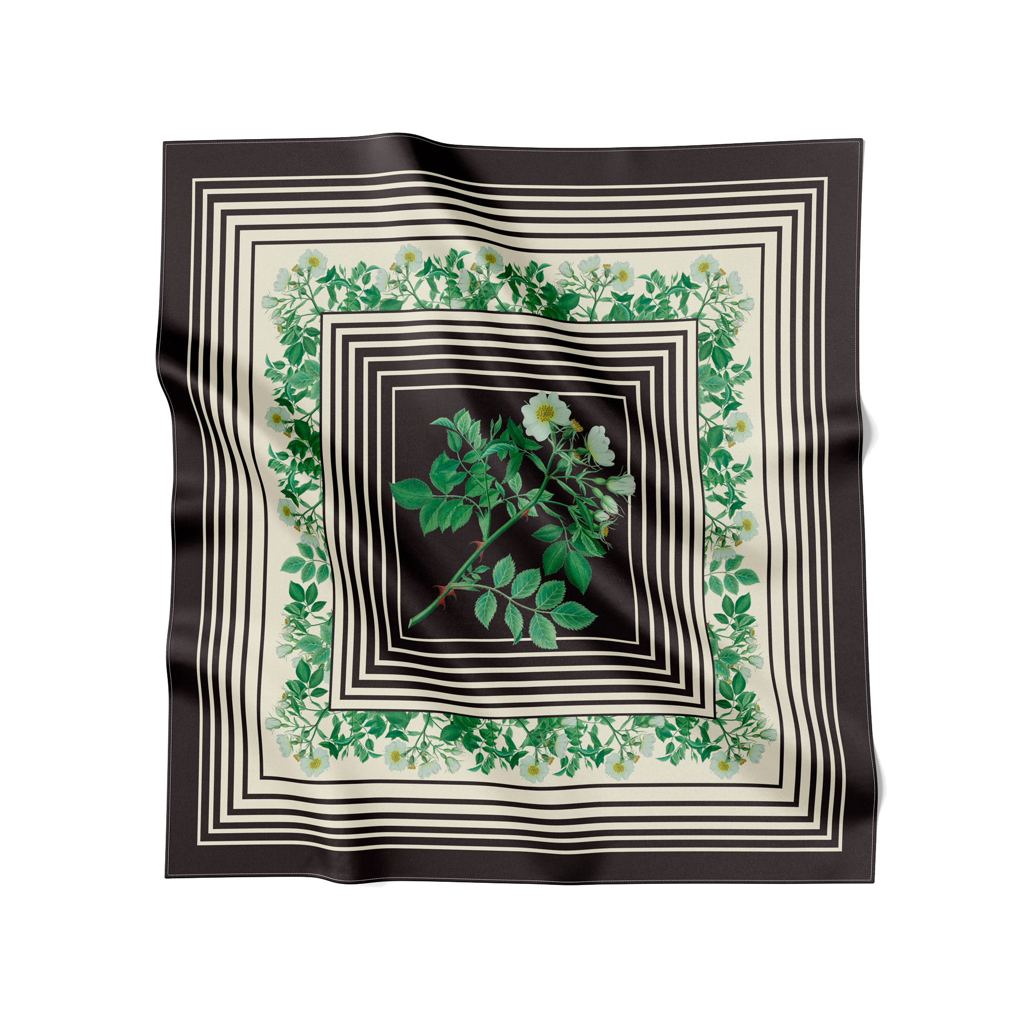 Flora Danica Denmark Optical Rose silketørklæde Large dobbeltsided scarf Optical Rose Black/Off-white