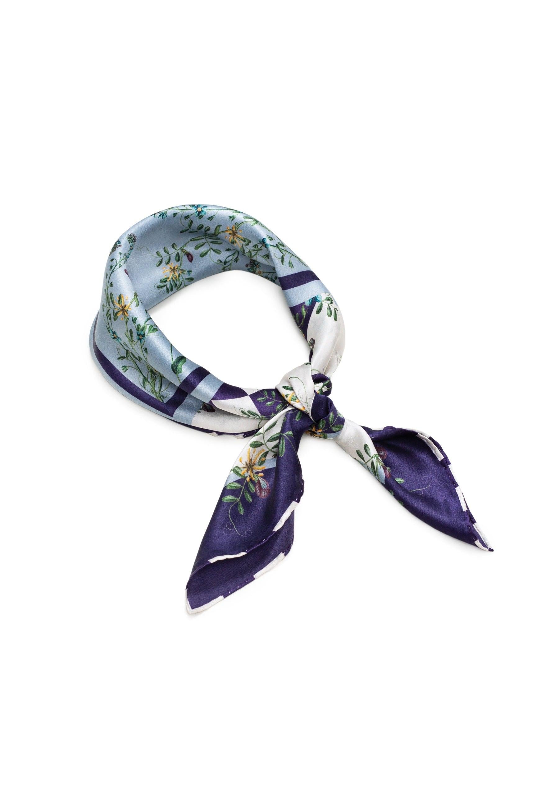 Flora Danica Denmark Purple Flower Dot Checker silketørklæde Small scarf Purple Flower Dot Checker