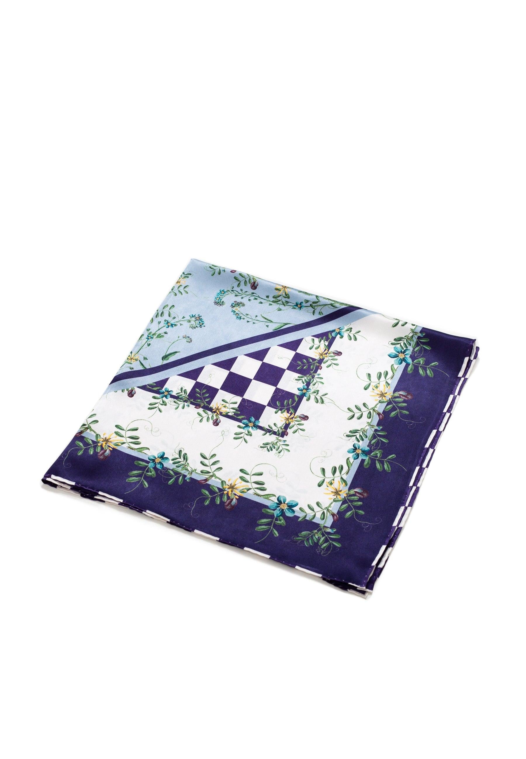 Flora Danica Denmark Purple Flower Dot Checker silketørklæde Small scarf Purple Flower Dot Checker