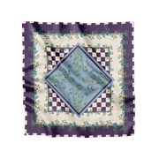 Flora Danica Denmark Purple Flower Dot Checker silketørklæde Small scarf Purple Flower Dot Checker