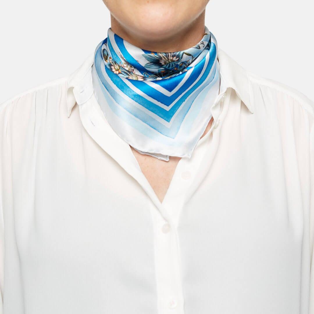 Flora Danica Denmark Royal Blue Striped silketørklæde Small scarf Royal Blue Striped