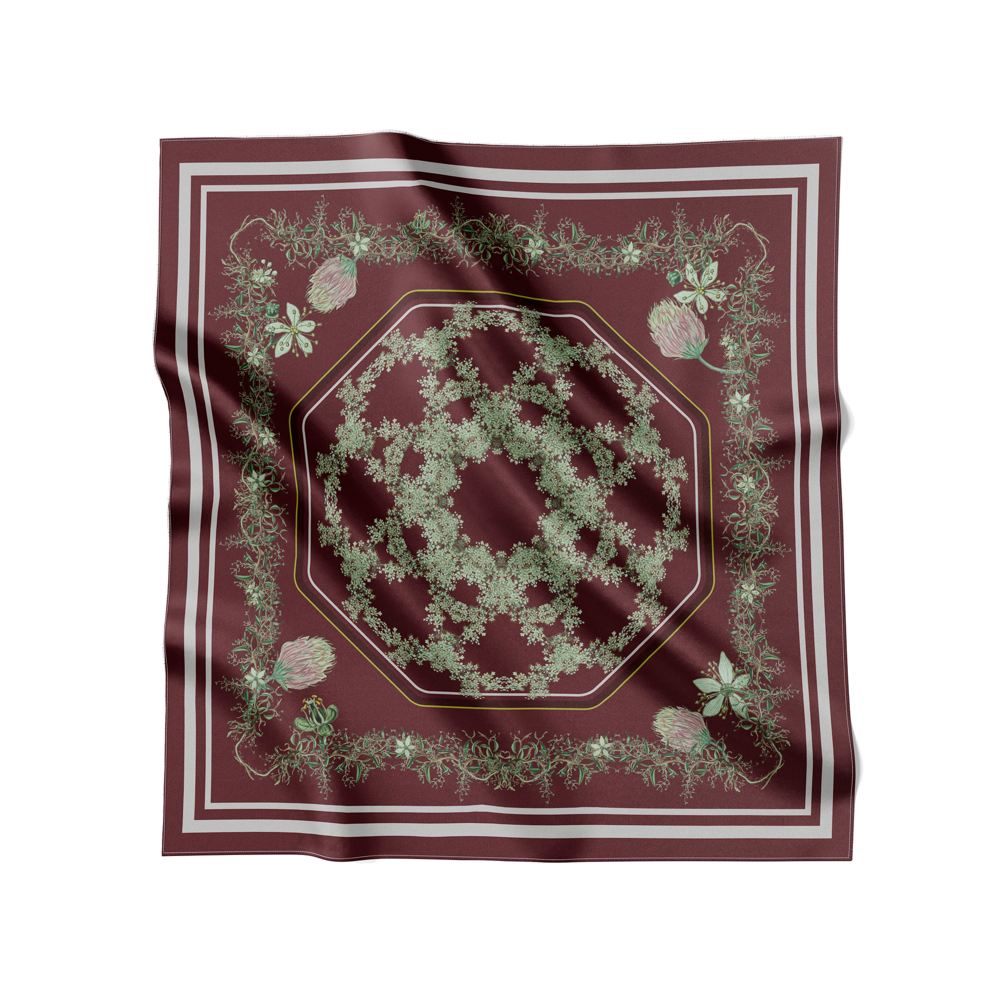 Flora Danica Denmark Ruby Meadowsweet 70 silketørklæde Medium Dobbeltsided scarf Ruby Burgundy