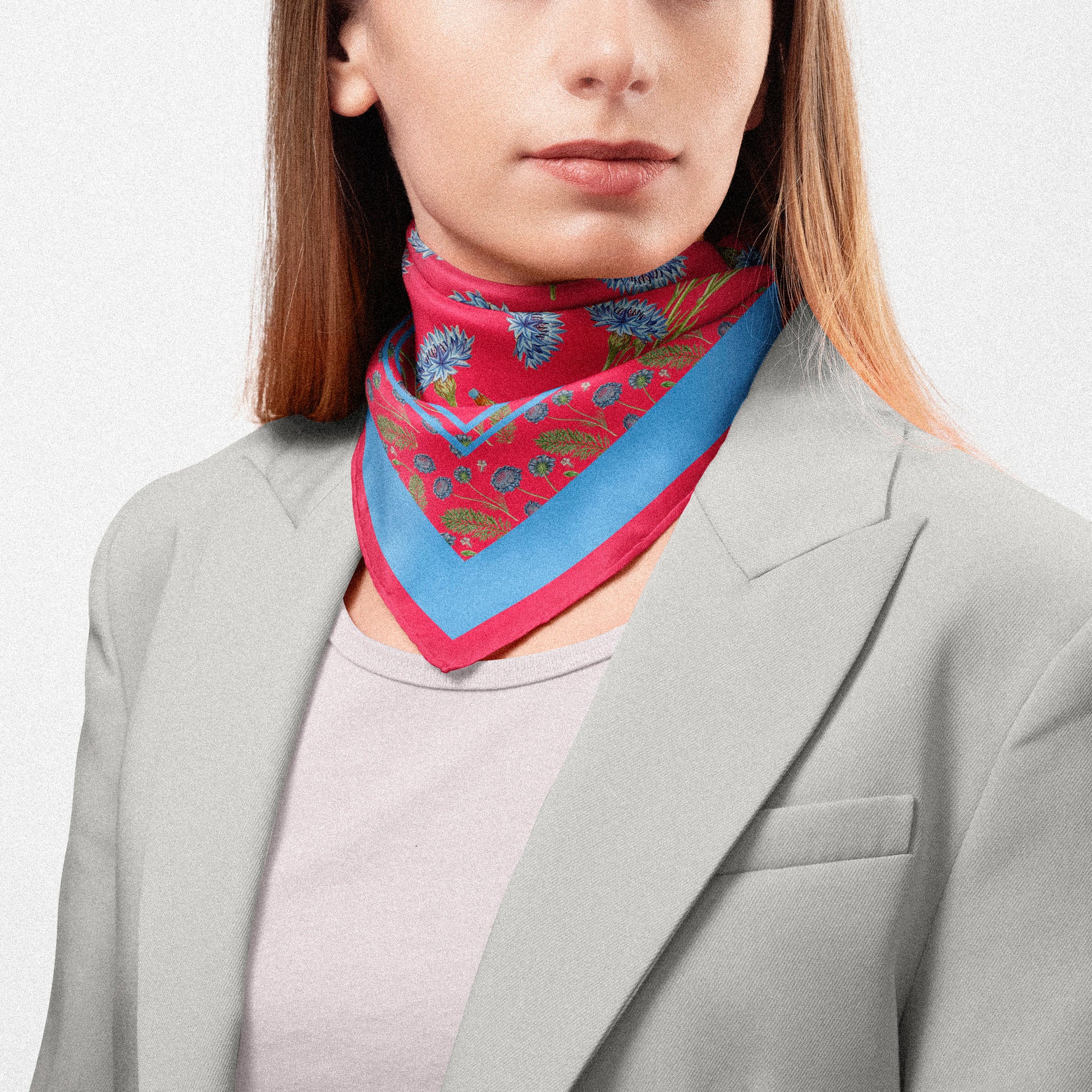 Flora Danica Denmark Scarlet Wildflower 53 silketørklæde Small scarf Scarlet Wildflower Red