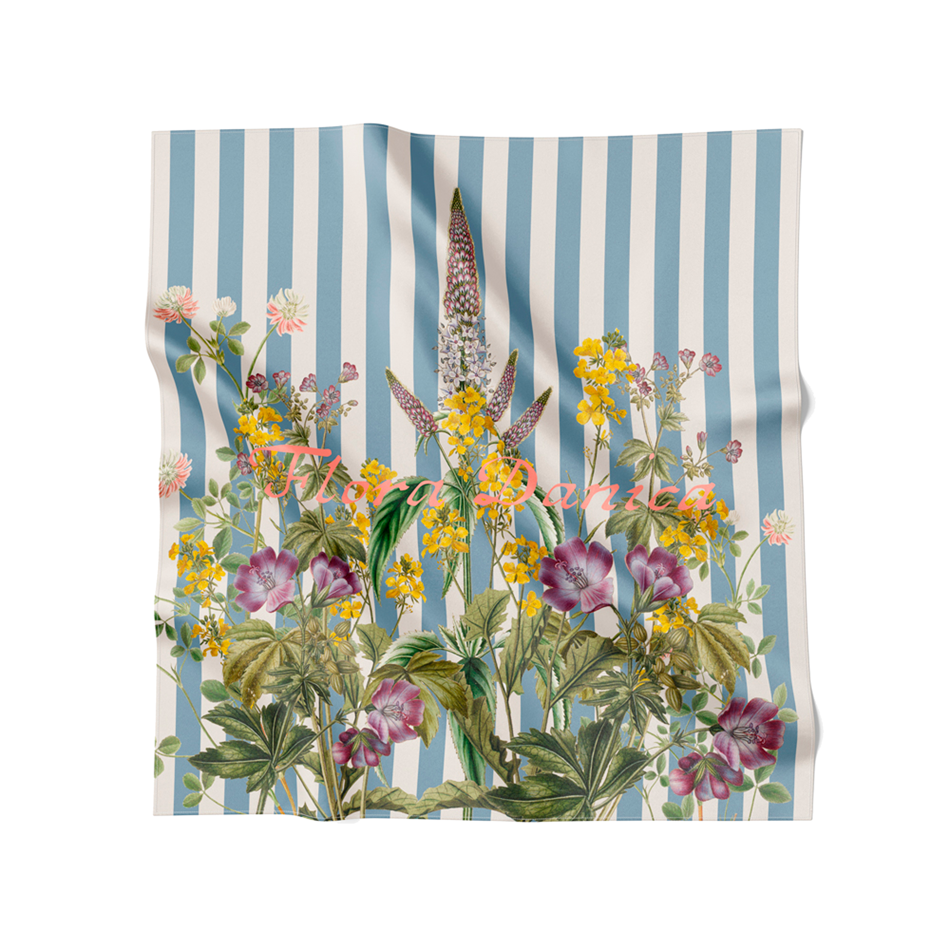 Flora Danica Denmark Striped Flower Meadow silketørklæde Small scarf Striped Flower Meadow Blue/white